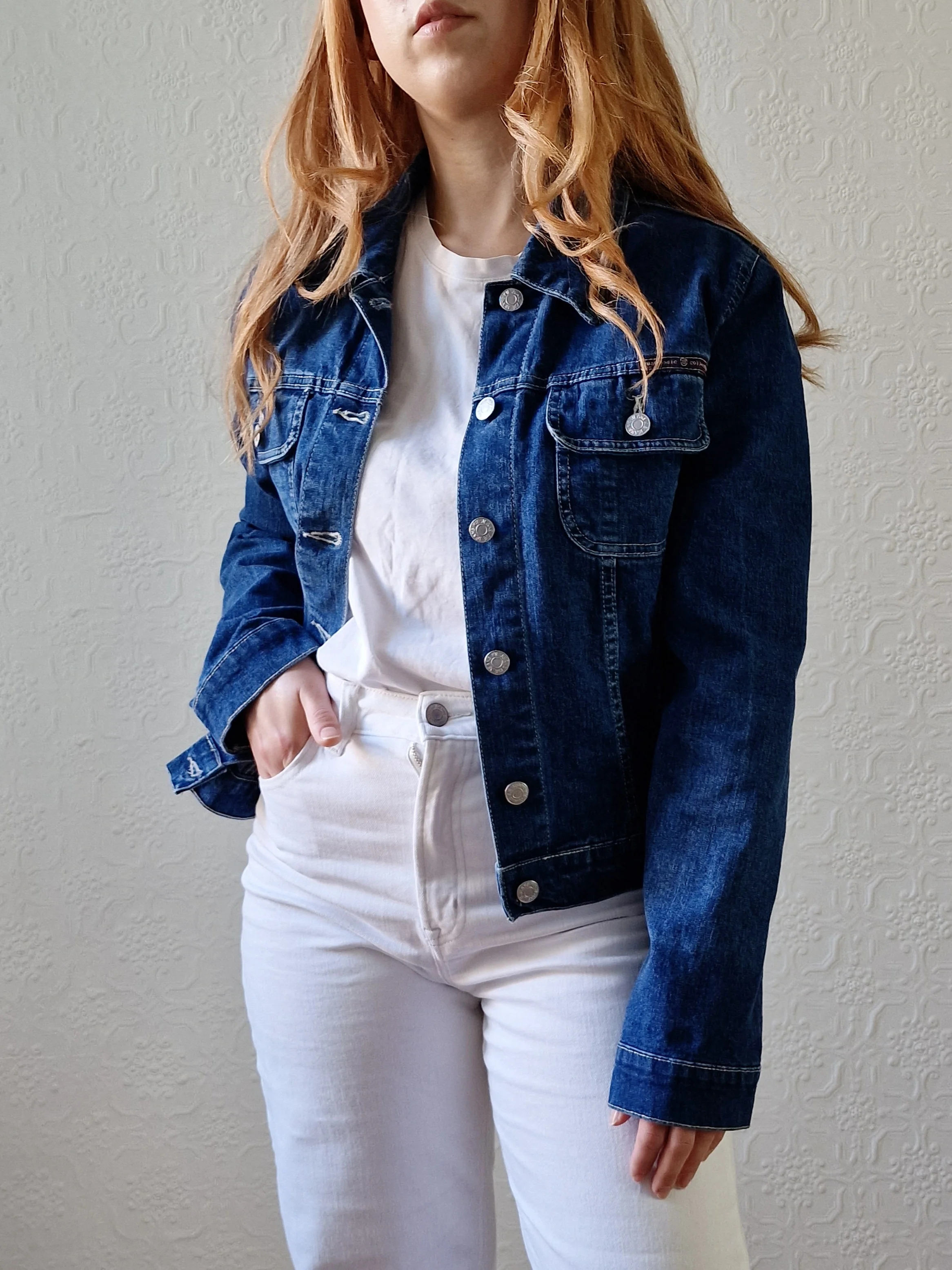 Vintage 90s Dark Blue Short Denim Jacket - XS/S - Image 11