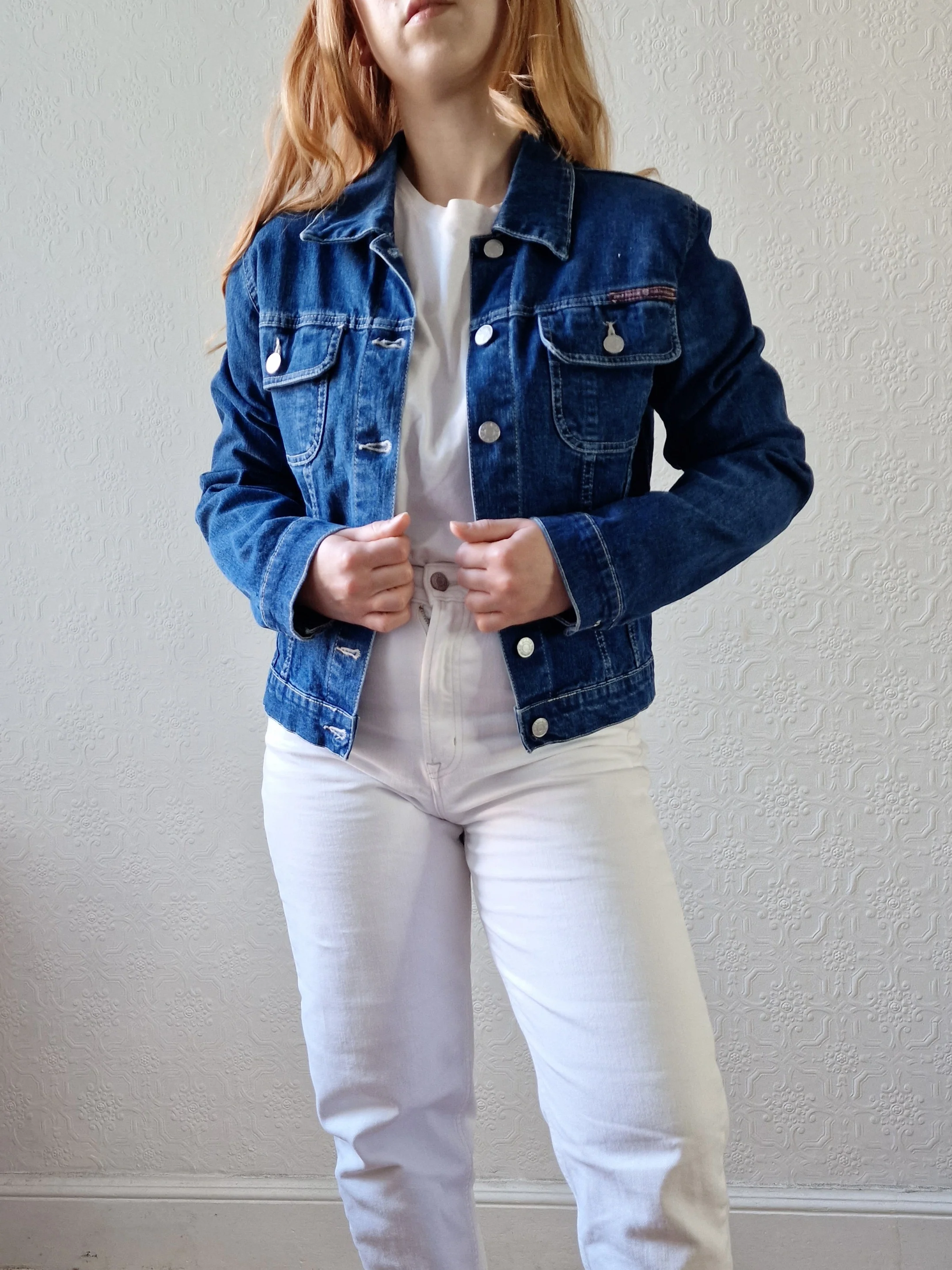 Vintage 90s Dark Blue Short Denim Jacket - XS/S - Image 2