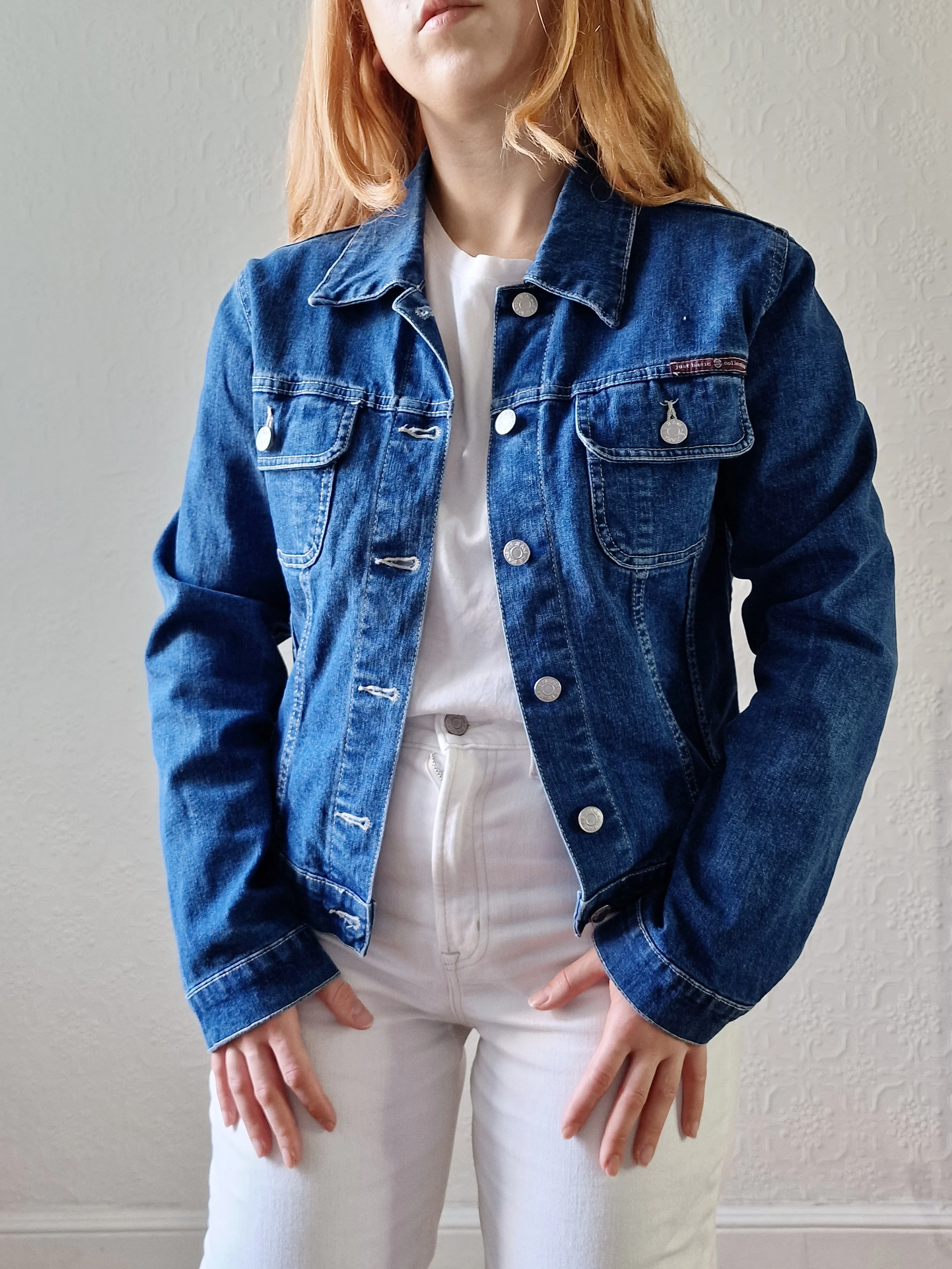 Vintage 90s Dark Blue Short Denim Jacket - XS/S - Image 3