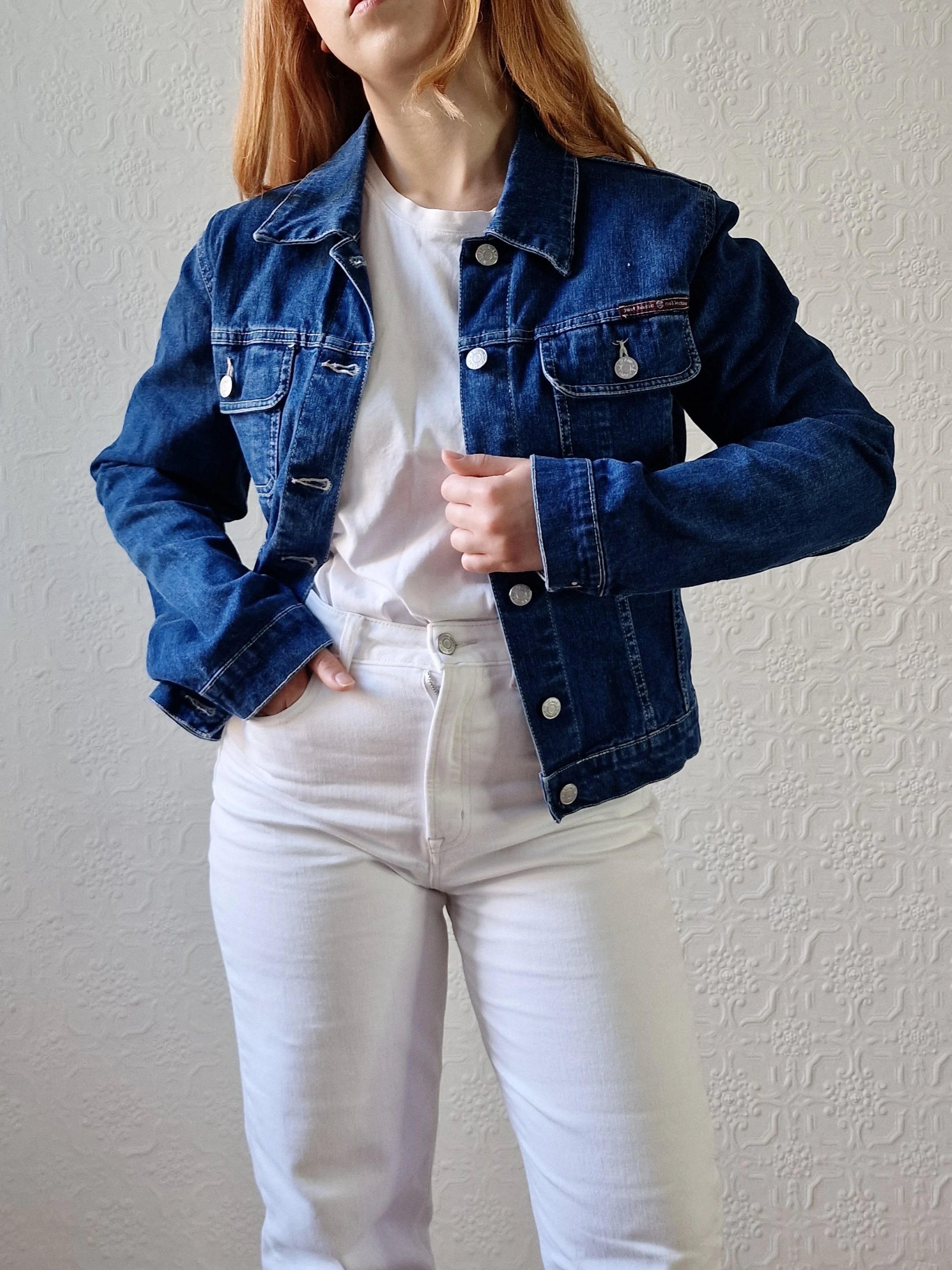 Vintage 90s Dark Blue Short Denim Jacket - XS/S - Image 5