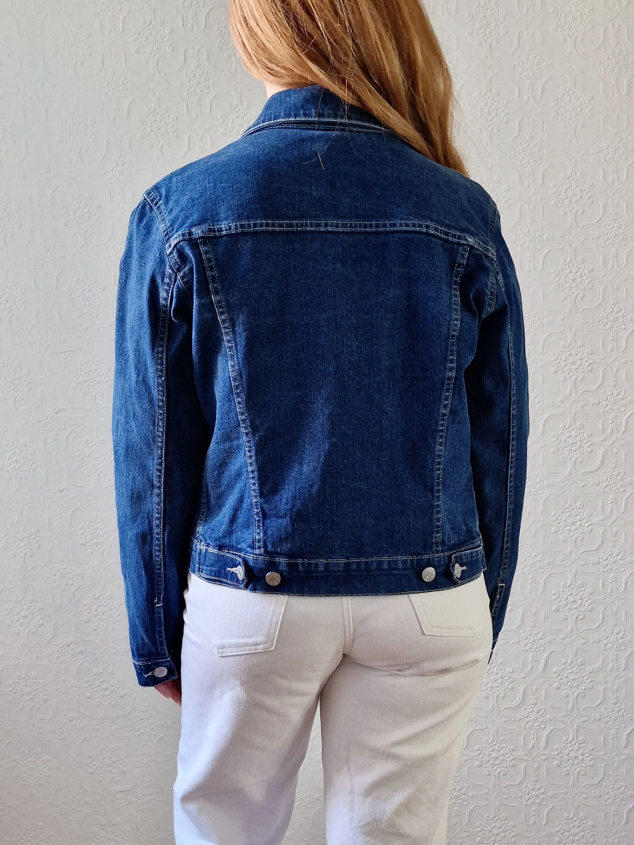 Vintage 90s Dark Blue Short Denim Jacket - XS/S - Image 6