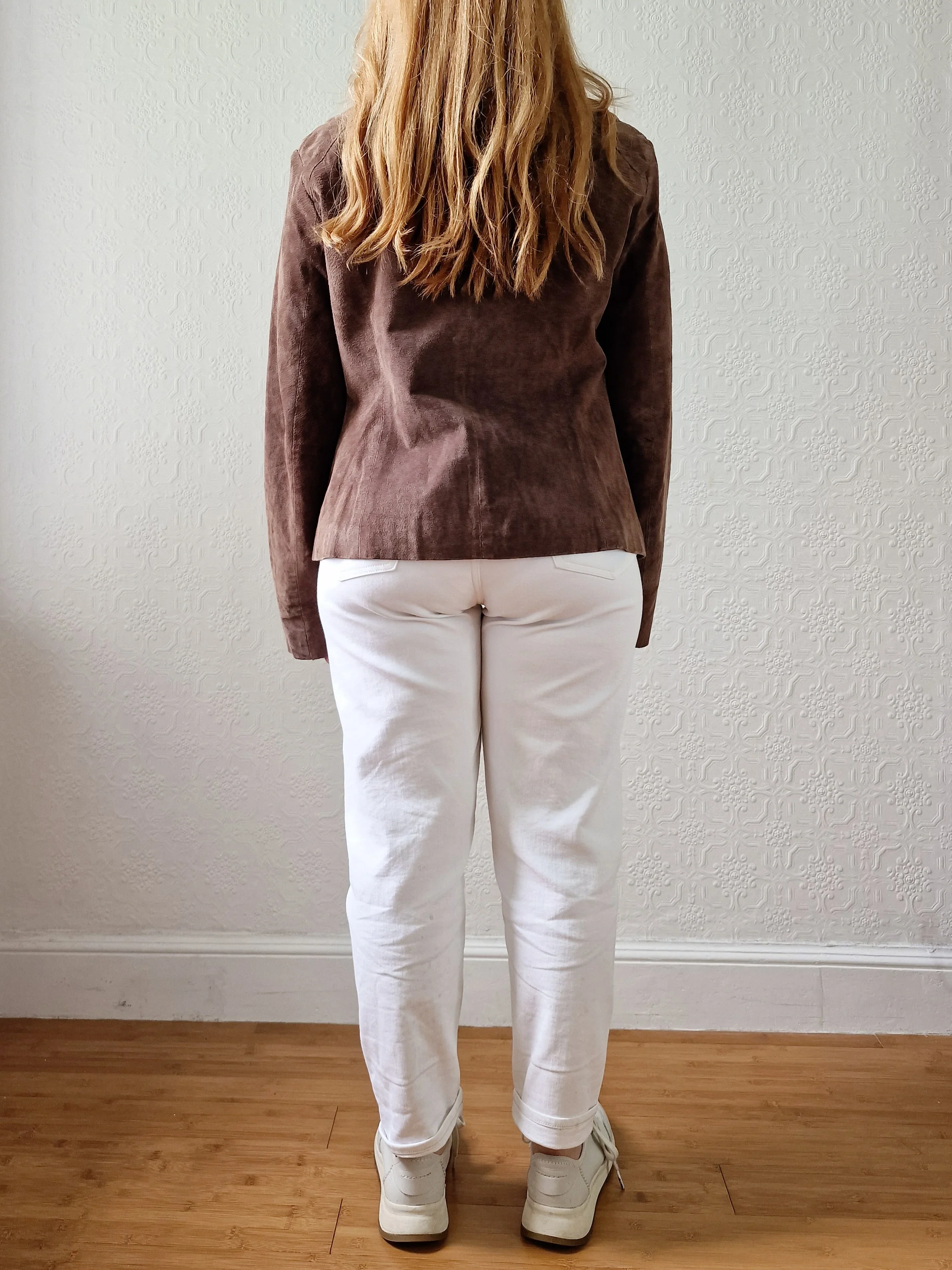 Vintage 90s Dark Brown Genuine Suede Leather Blazer Style Jacket - S - Image 4