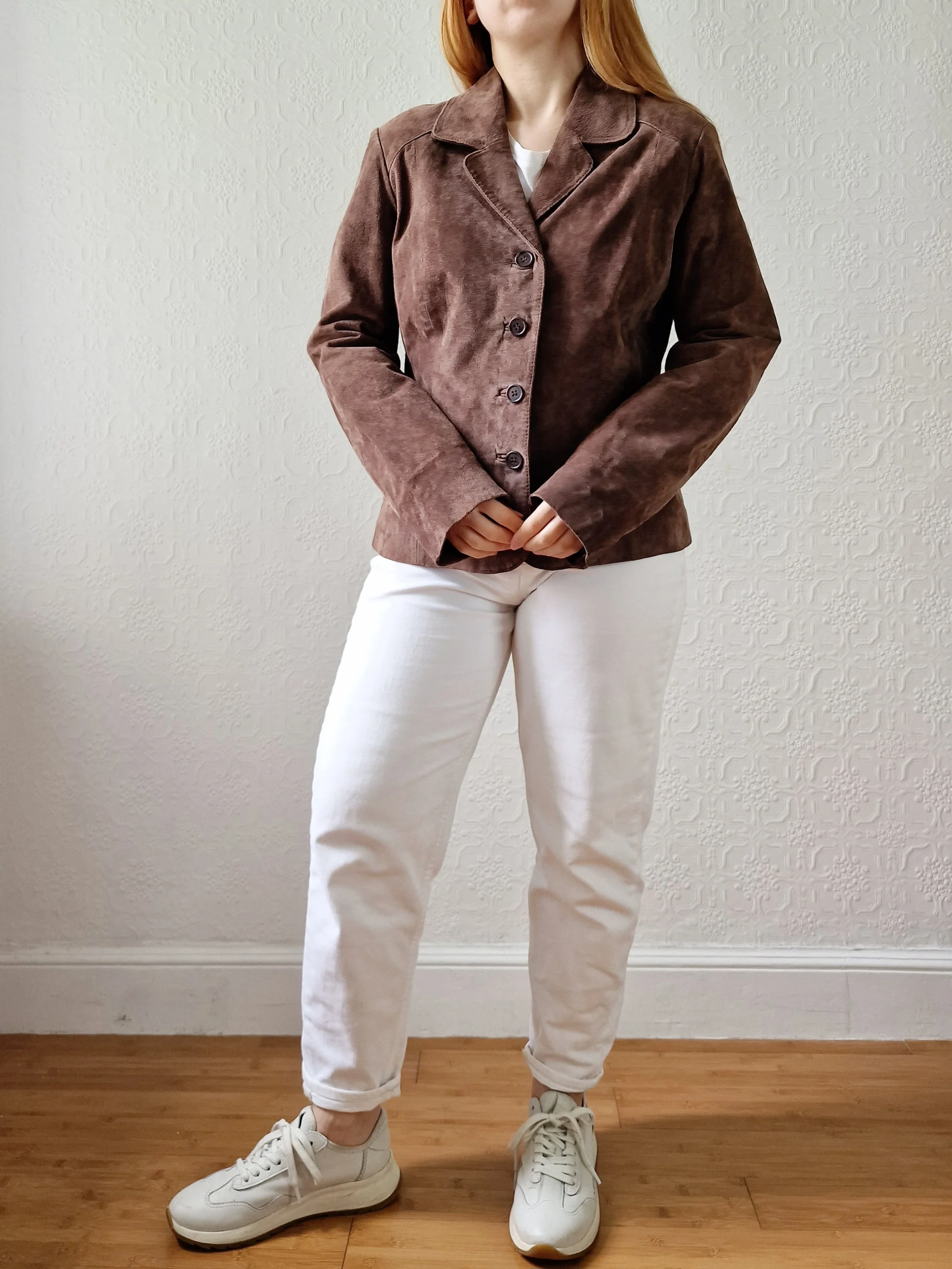 Vintage 90s Dark Brown Genuine Suede Leather Blazer Style Jacket - S - Image 6