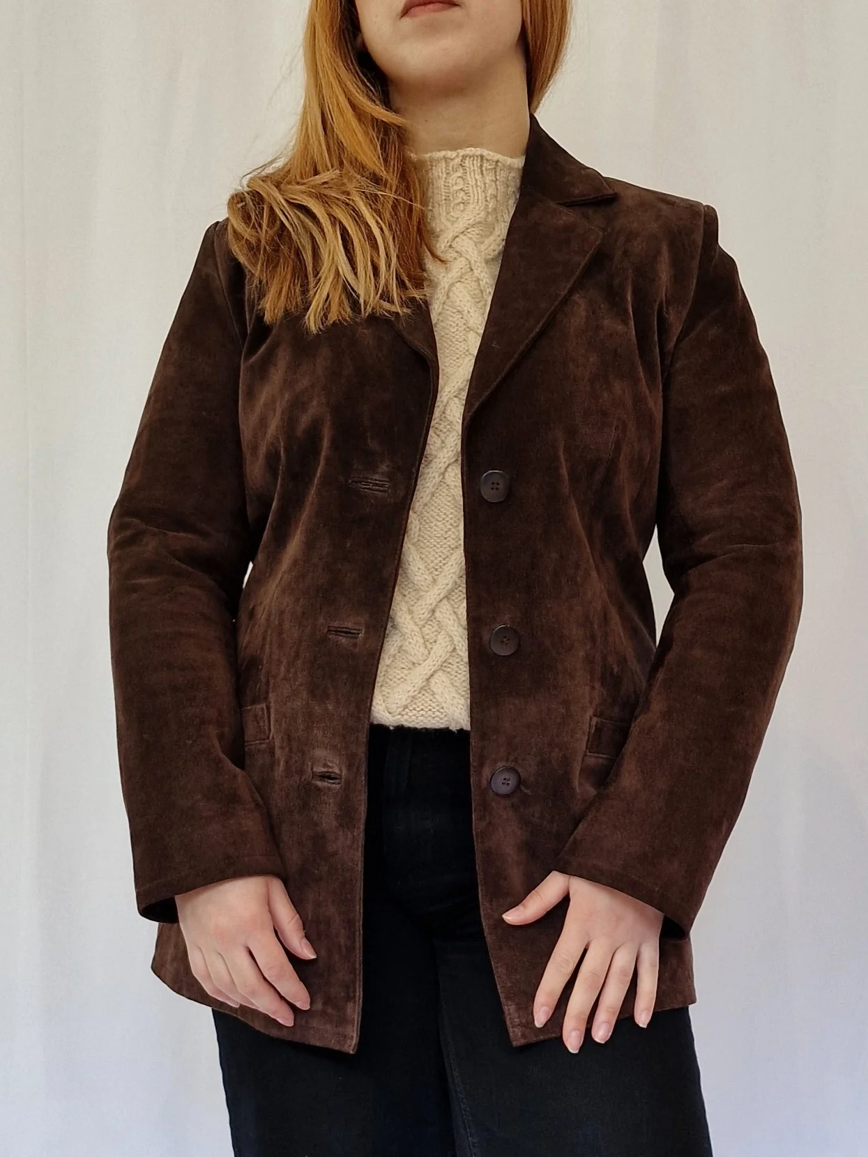 Vintage 90s Dark Brown Genuine Suede Leather Blazer Style Jacket - XS/S - Image 2