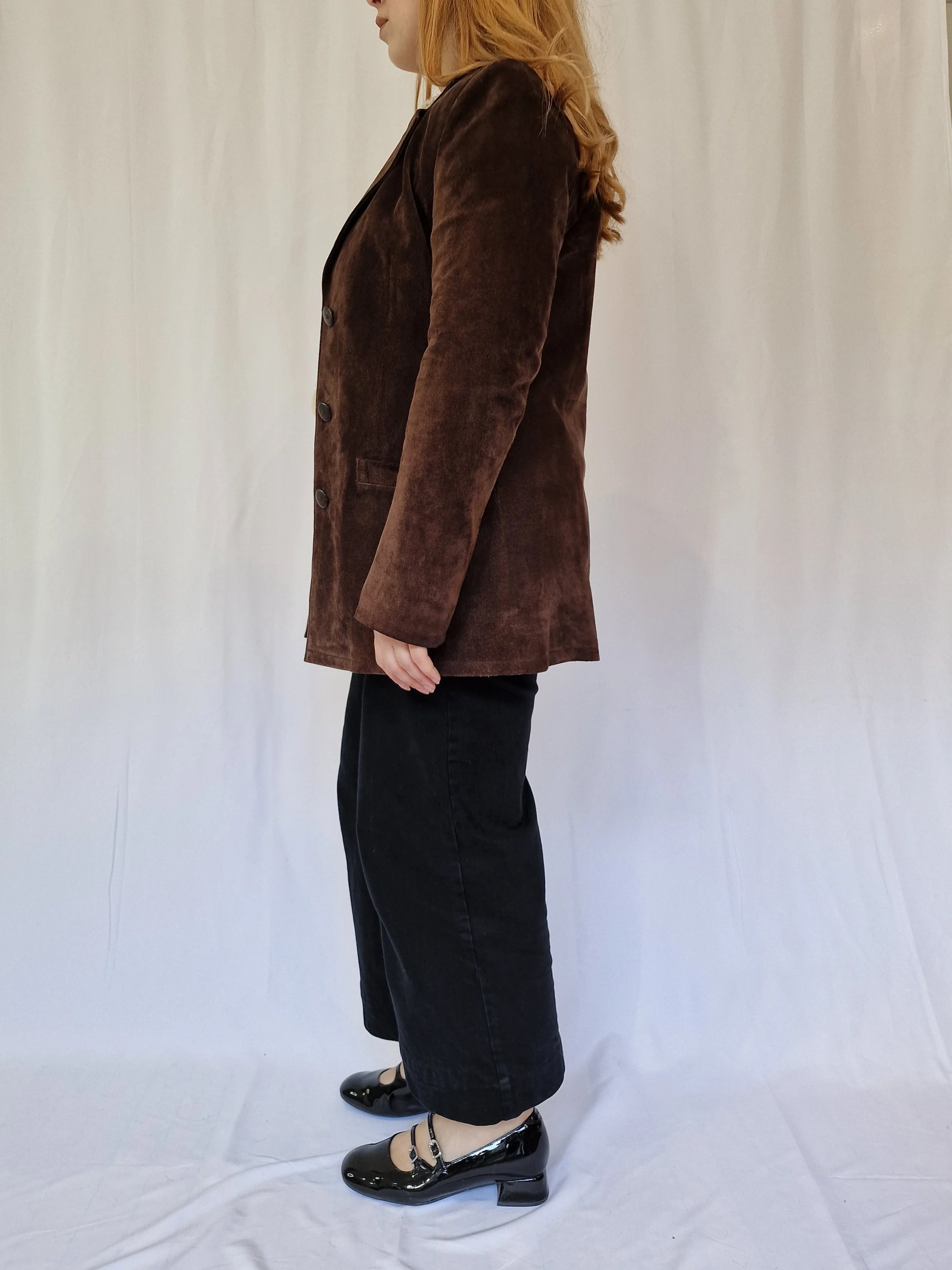 Vintage 90s Dark Brown Genuine Suede Leather Blazer Style Jacket - XS/S - Image 3