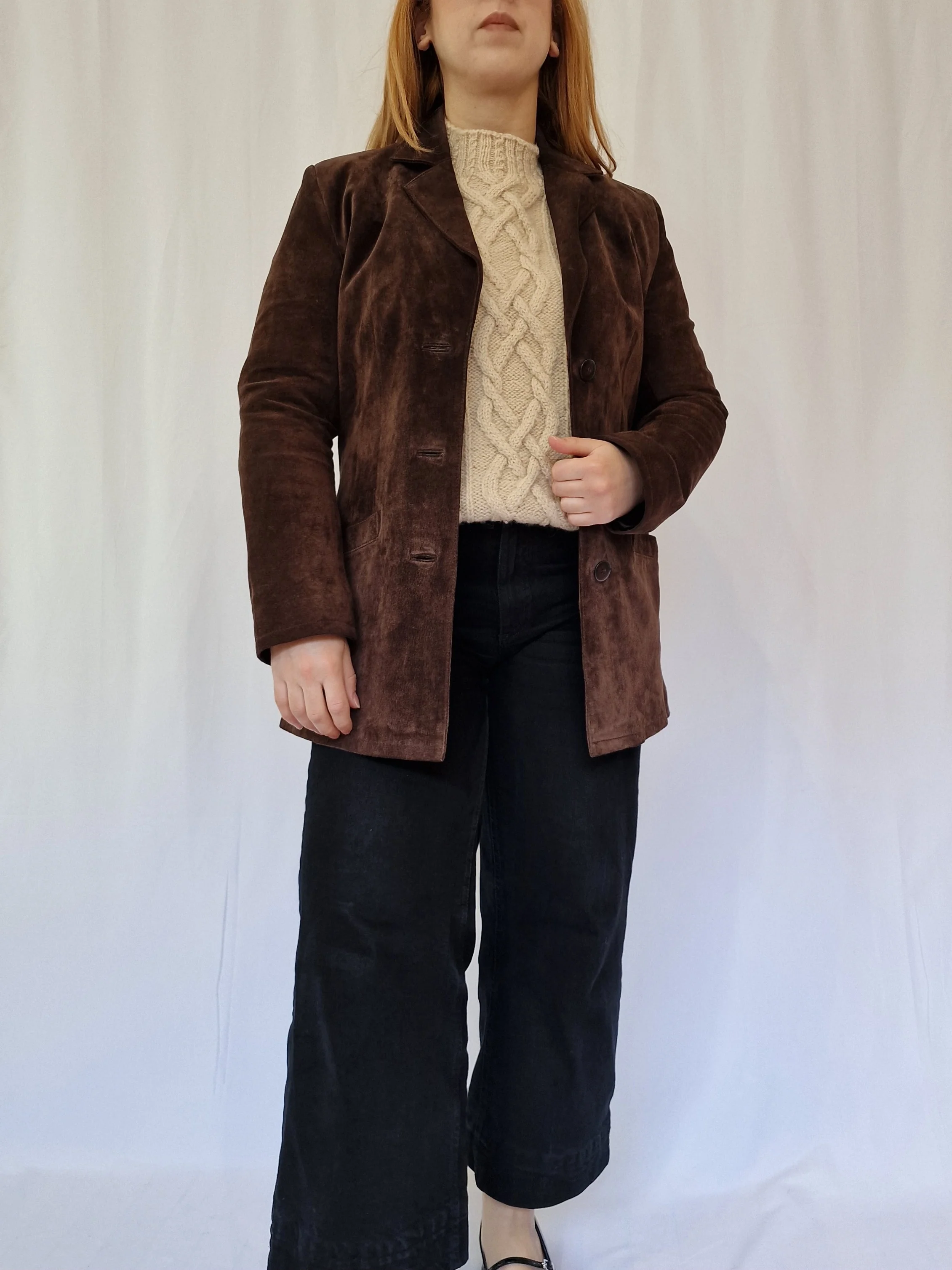 Vintage 90s Dark Brown Genuine Suede Leather Blazer Style Jacket - XS/S - Image 5