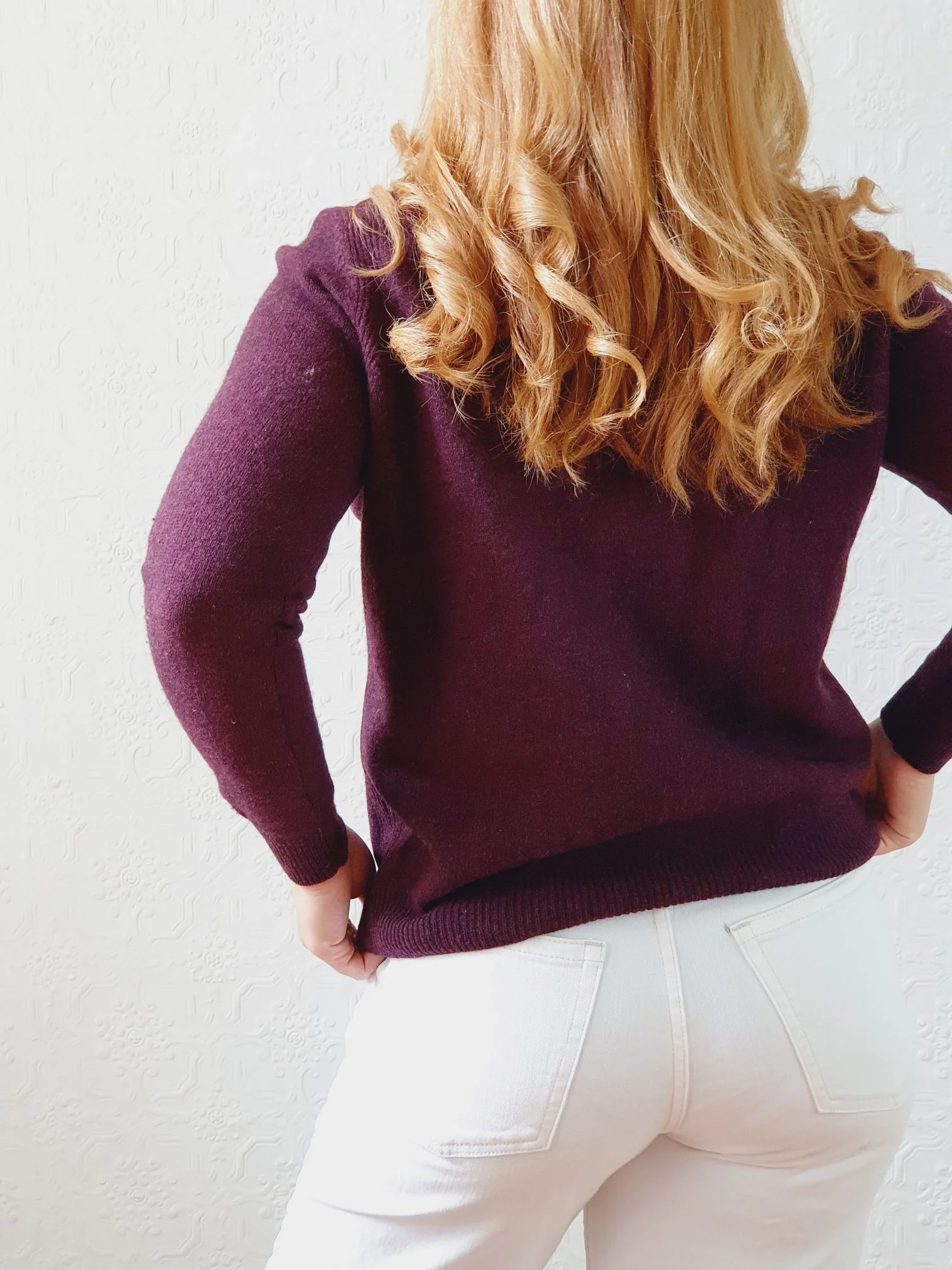 Vintage 90s Dark Burgundy Merino Wool Turtleneck Jumper - S - Image 3