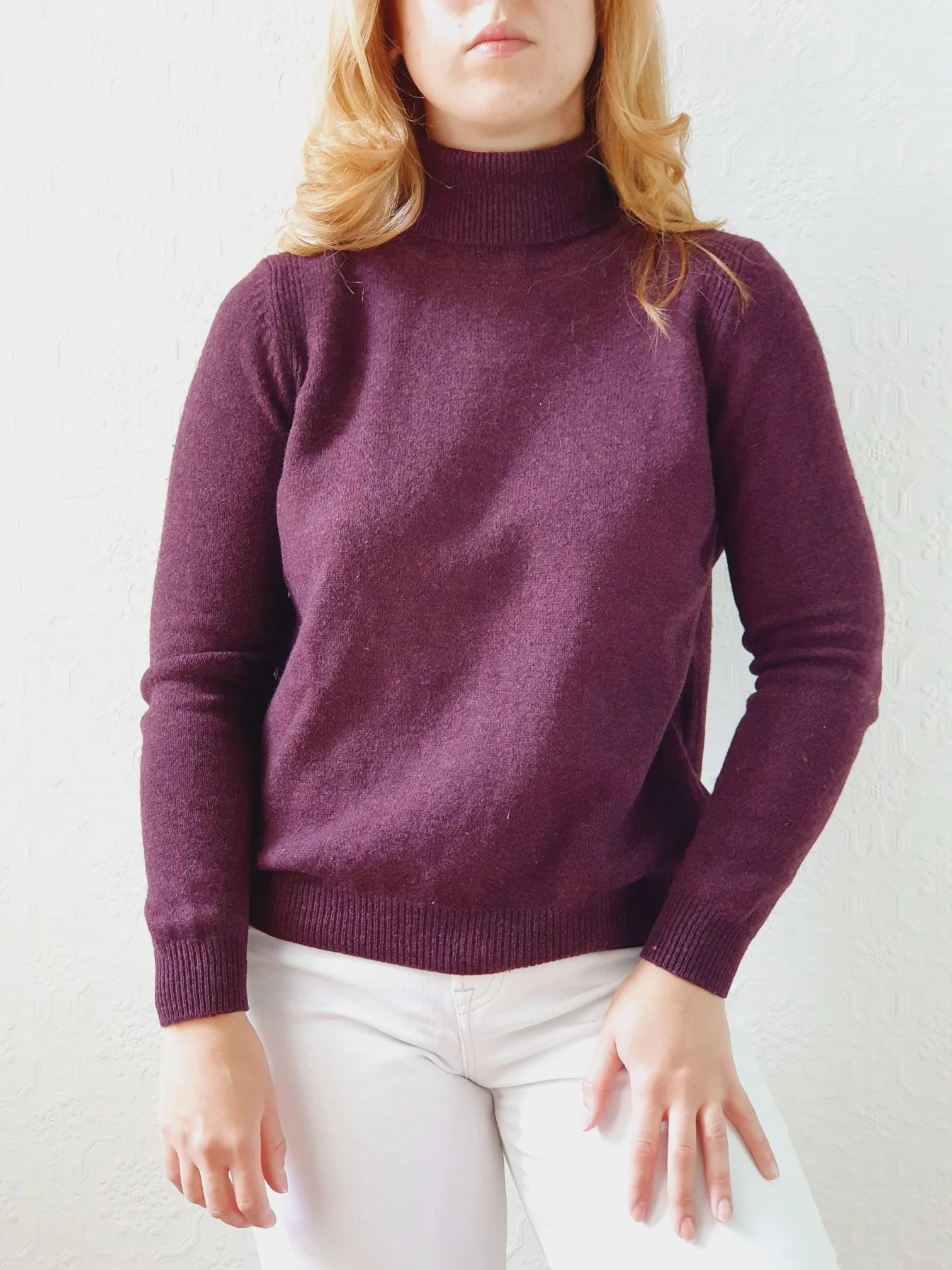 Vintage 90s Dark Burgundy Merino Wool Turtleneck Jumper - S - Image 6