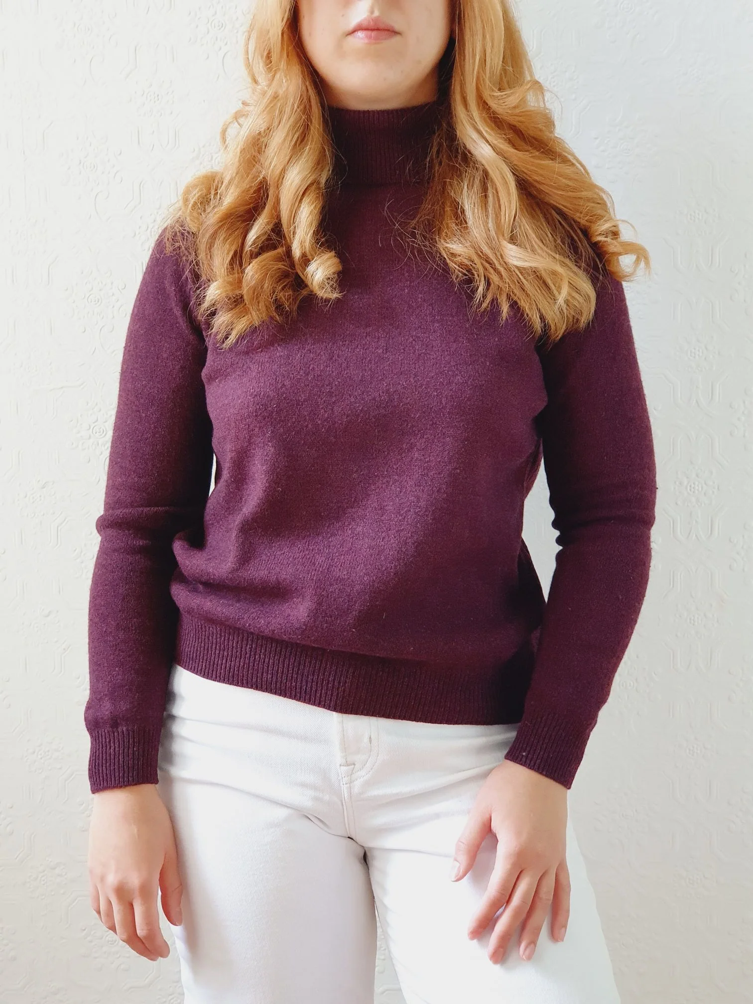 Vintage 90s Dark Burgundy Merino Wool Turtleneck Jumper - S - Image 7