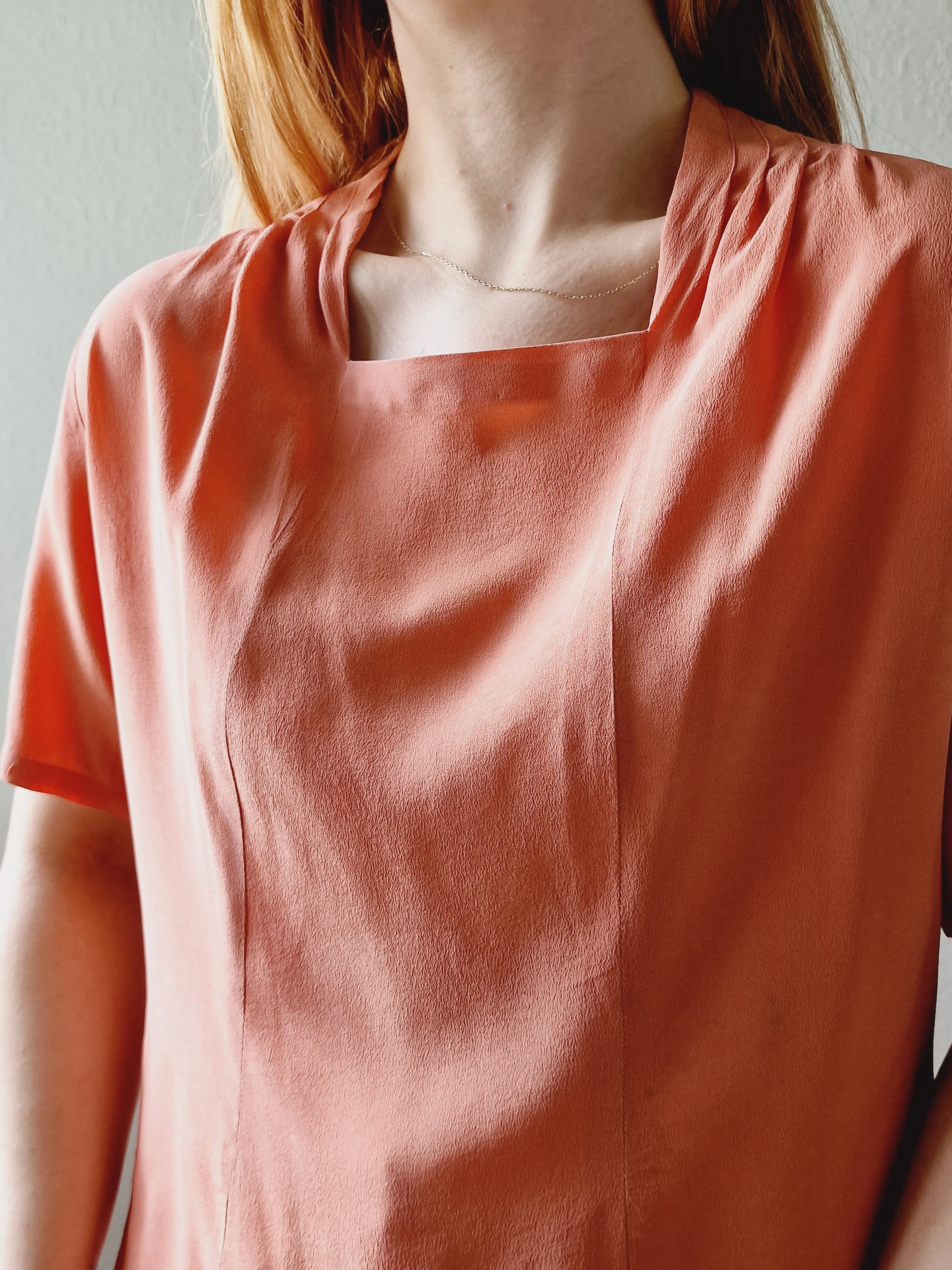 Vintage 90s Dusty Pink 100% Silk Blouse with Short Sleeves - M - Image 7