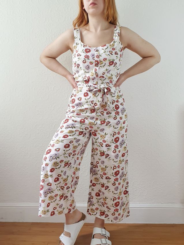 Vintage 90s Floral Sleeveless Jumpsuit - S