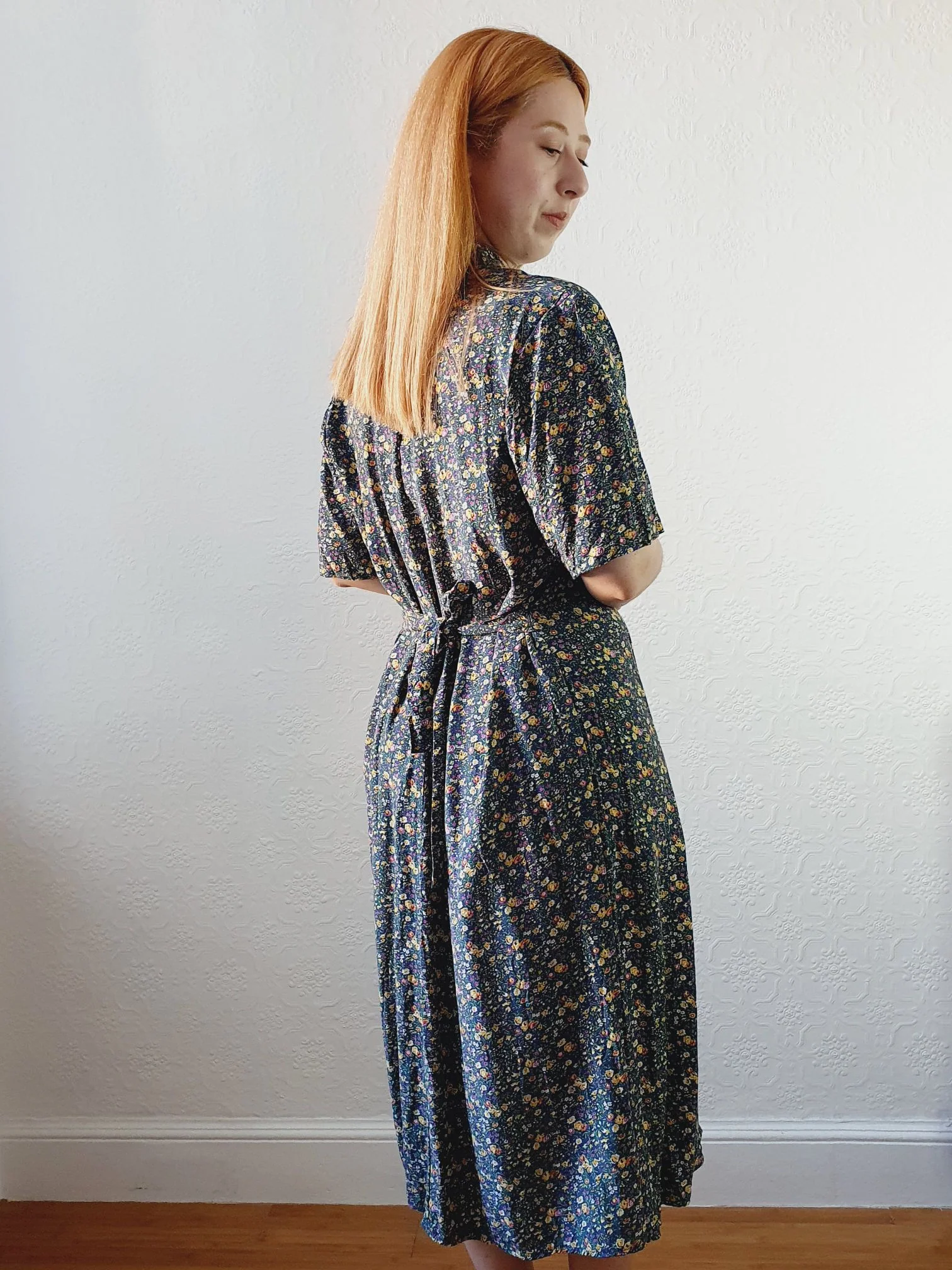 Vintage 90s Green Floral Ditsy Dress - L - Image 5