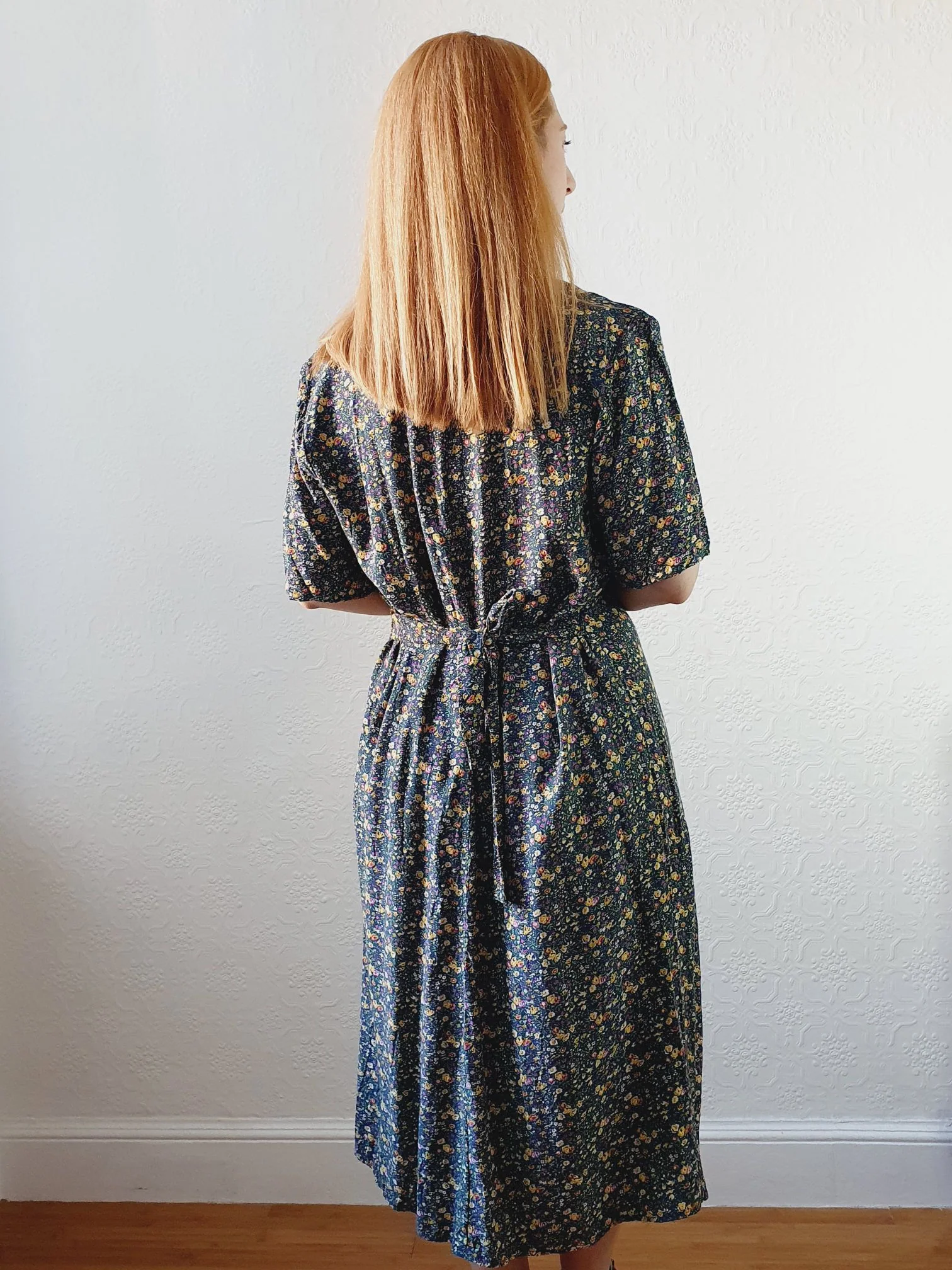 Vintage 90s Green Floral Ditsy Dress - L - Image 6
