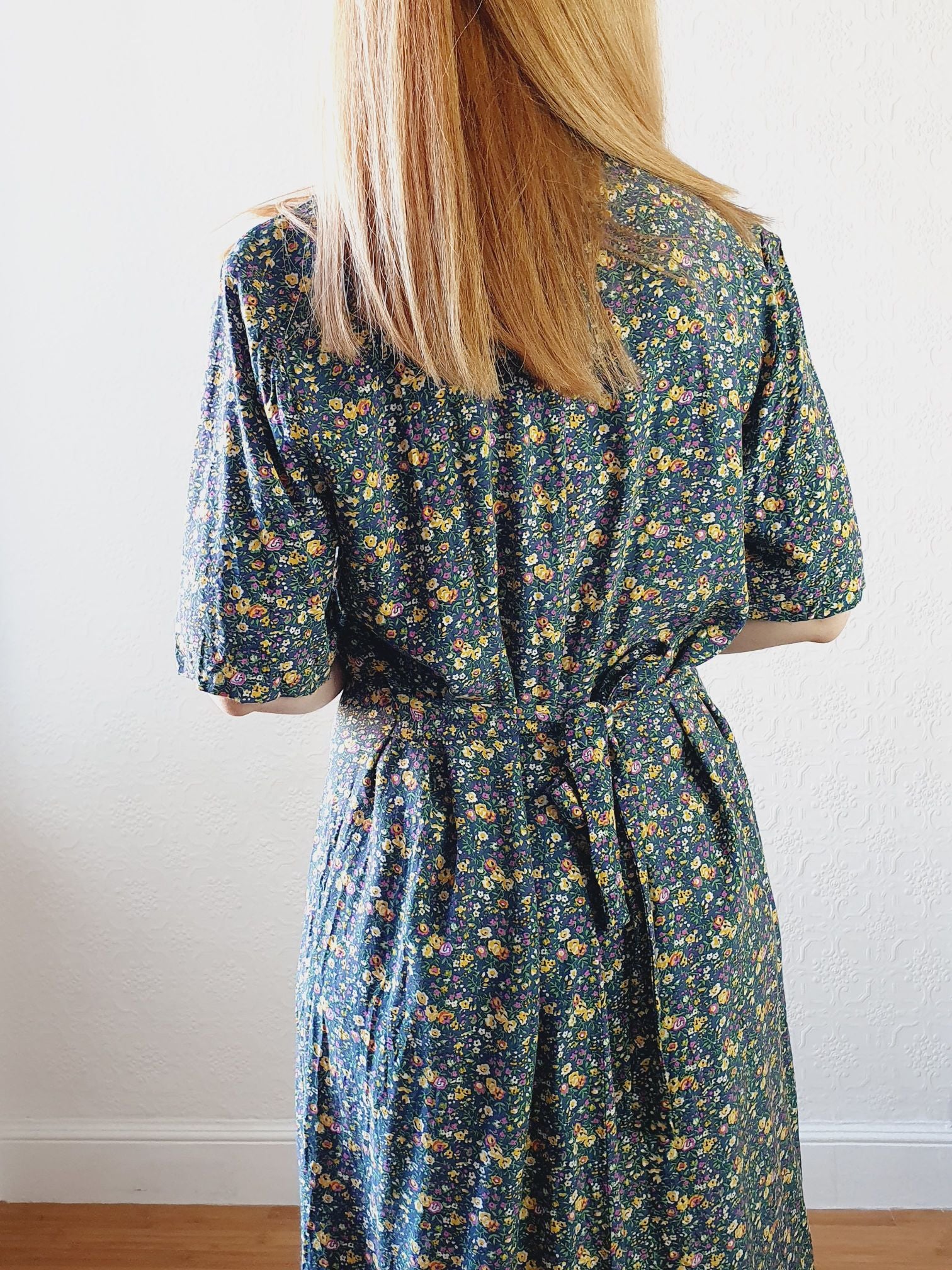 Vintage 90s Green Floral Ditsy Dress - L - Image 7