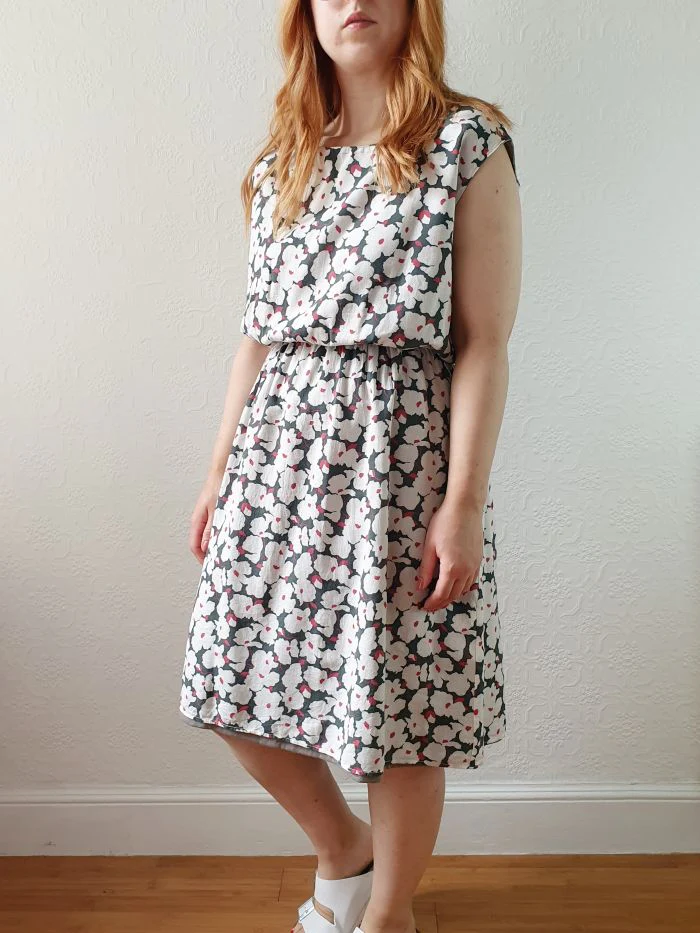 Vintage 90s Green & White Floral Sleeveless Dress - S/M - Image 2