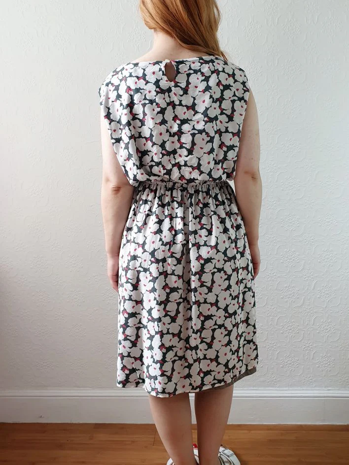 Vintage 90s Green & White Floral Sleeveless Dress - S/M - Image 5