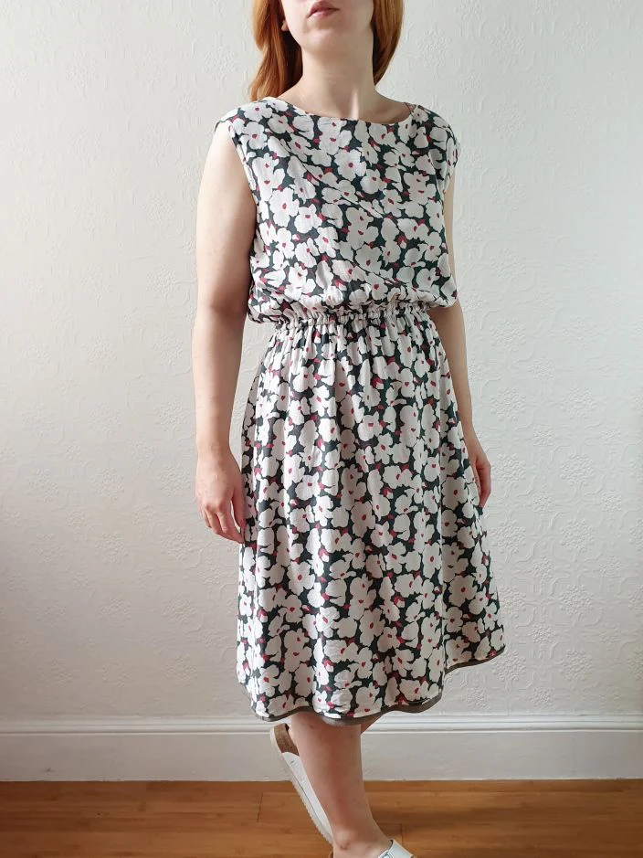 Vintage 90s Green & White Floral Sleeveless Dress - S/M - Image 6