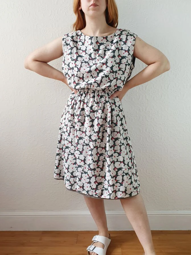 Vintage 90s Green & White Floral Sleeveless Dress - S/M - Image 7