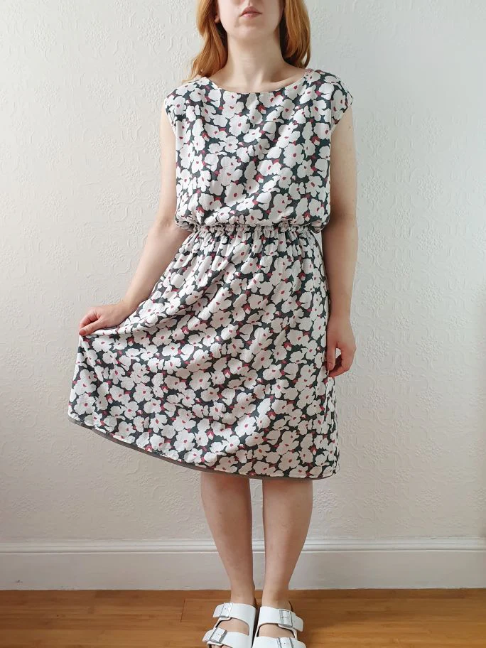 Vintage 90s Green & White Floral Sleeveless Dress - S/M - Image 8
