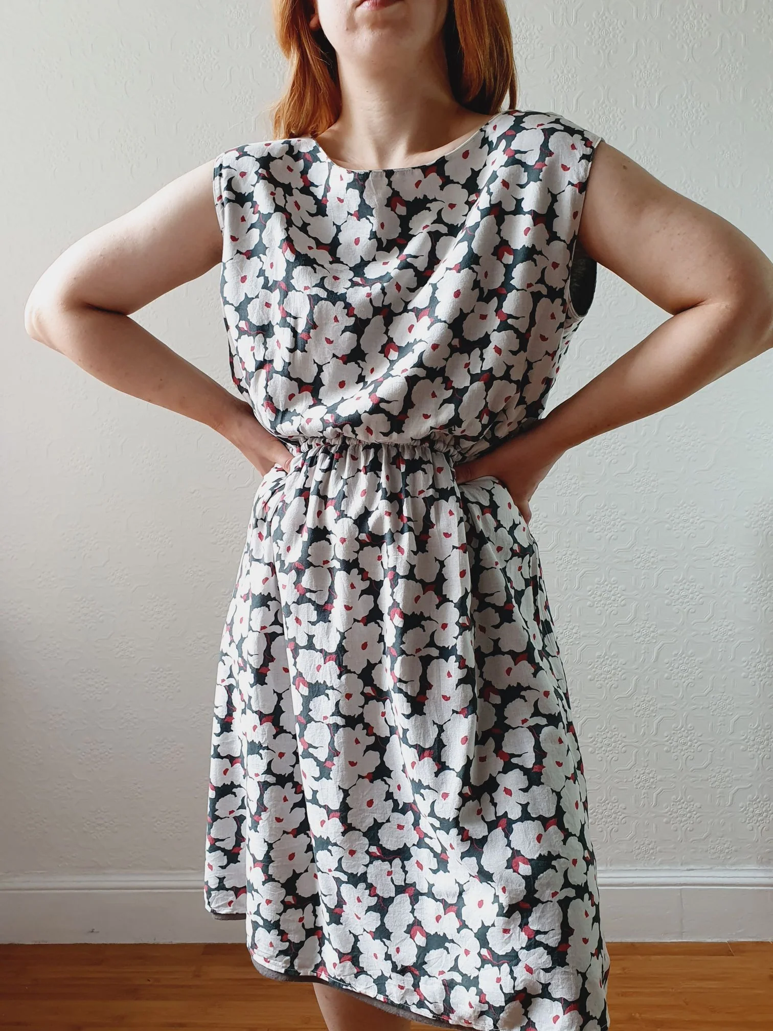 Vintage 90s Green & White Floral Sleeveless Dress - S/M - Image 9