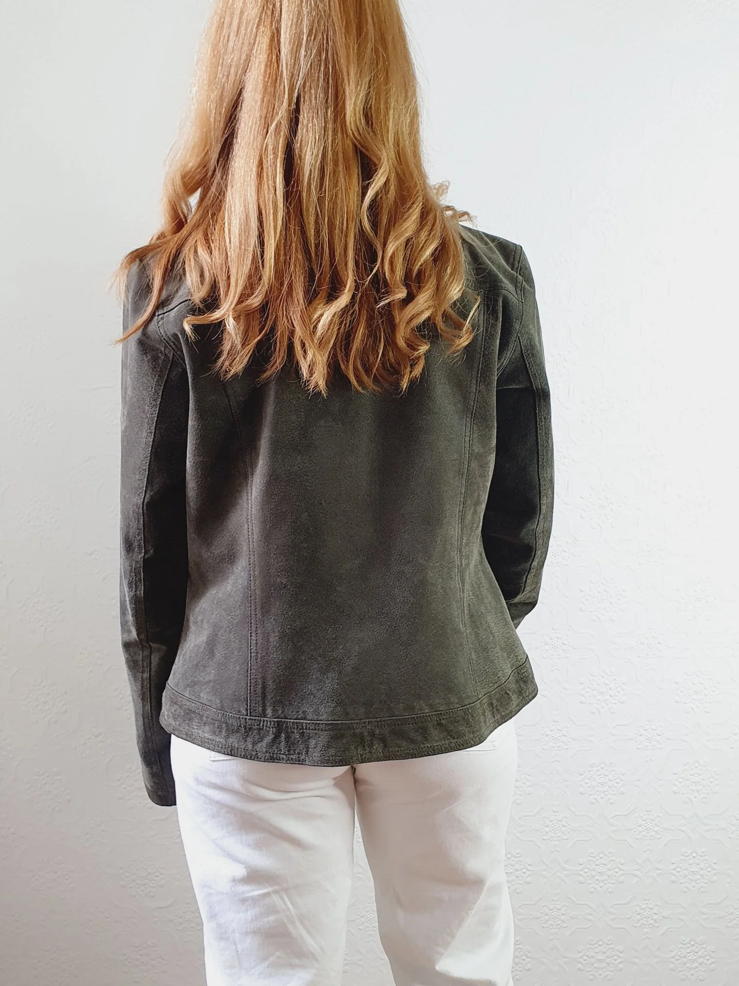 Vintage 90s Khaki Genuine Suede Leather Jacket - S - Image 9