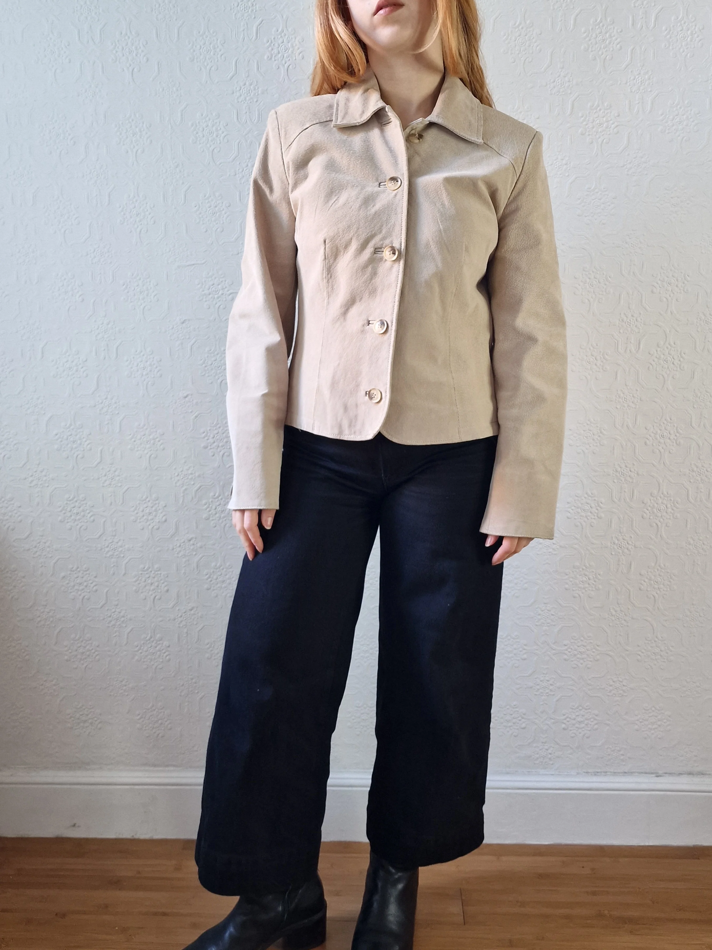 Vintage 90s Light Beige Genuine Suede Leather Jacket - XS/S - Image 10
