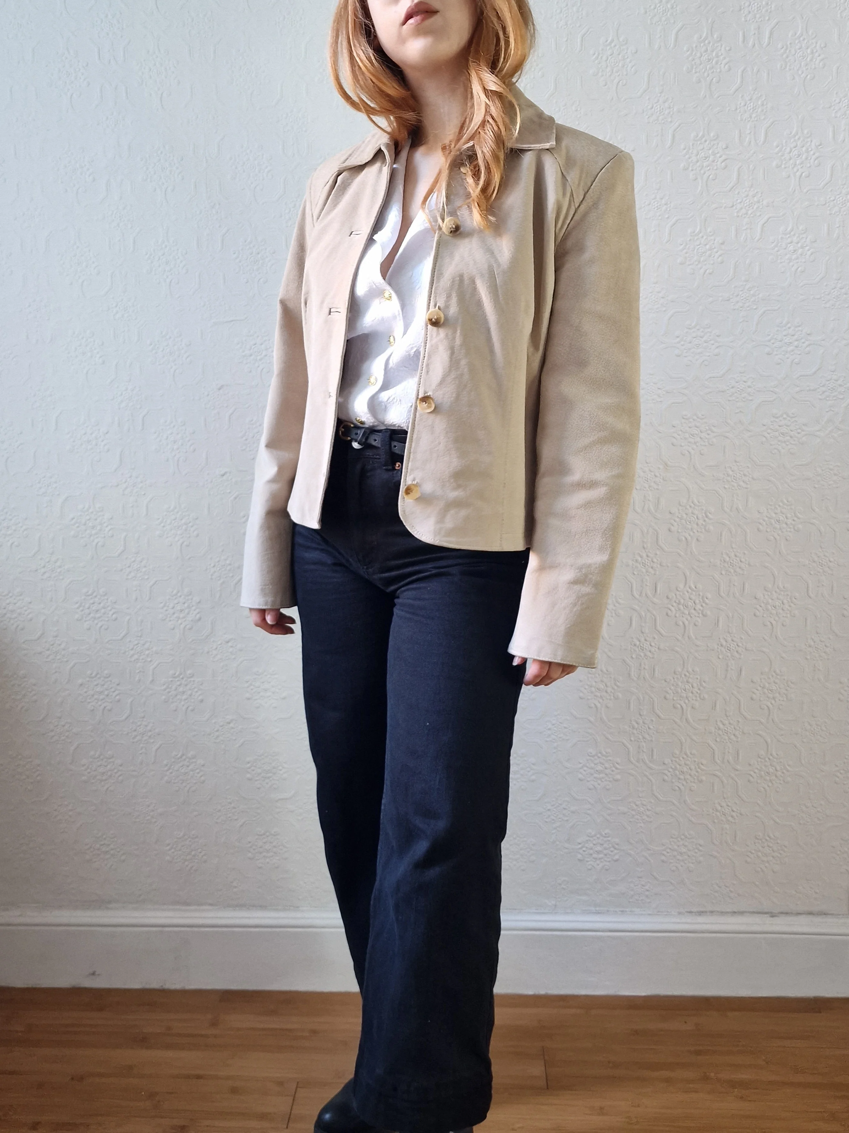 Vintage 90s Light Beige Genuine Suede Leather Jacket - XS/S - Image 3