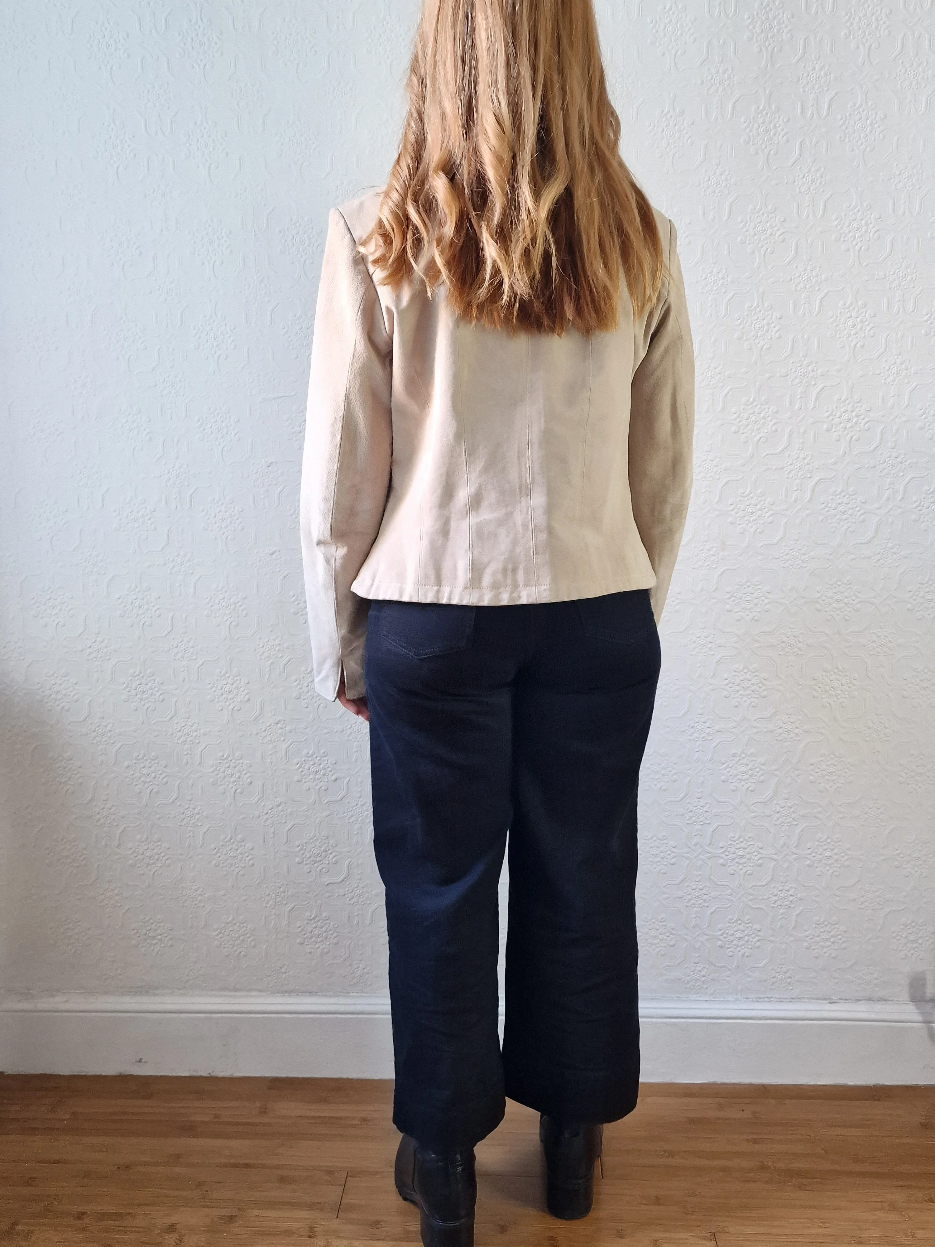 Vintage 90s Light Beige Genuine Suede Leather Jacket - XS/S - Image 5