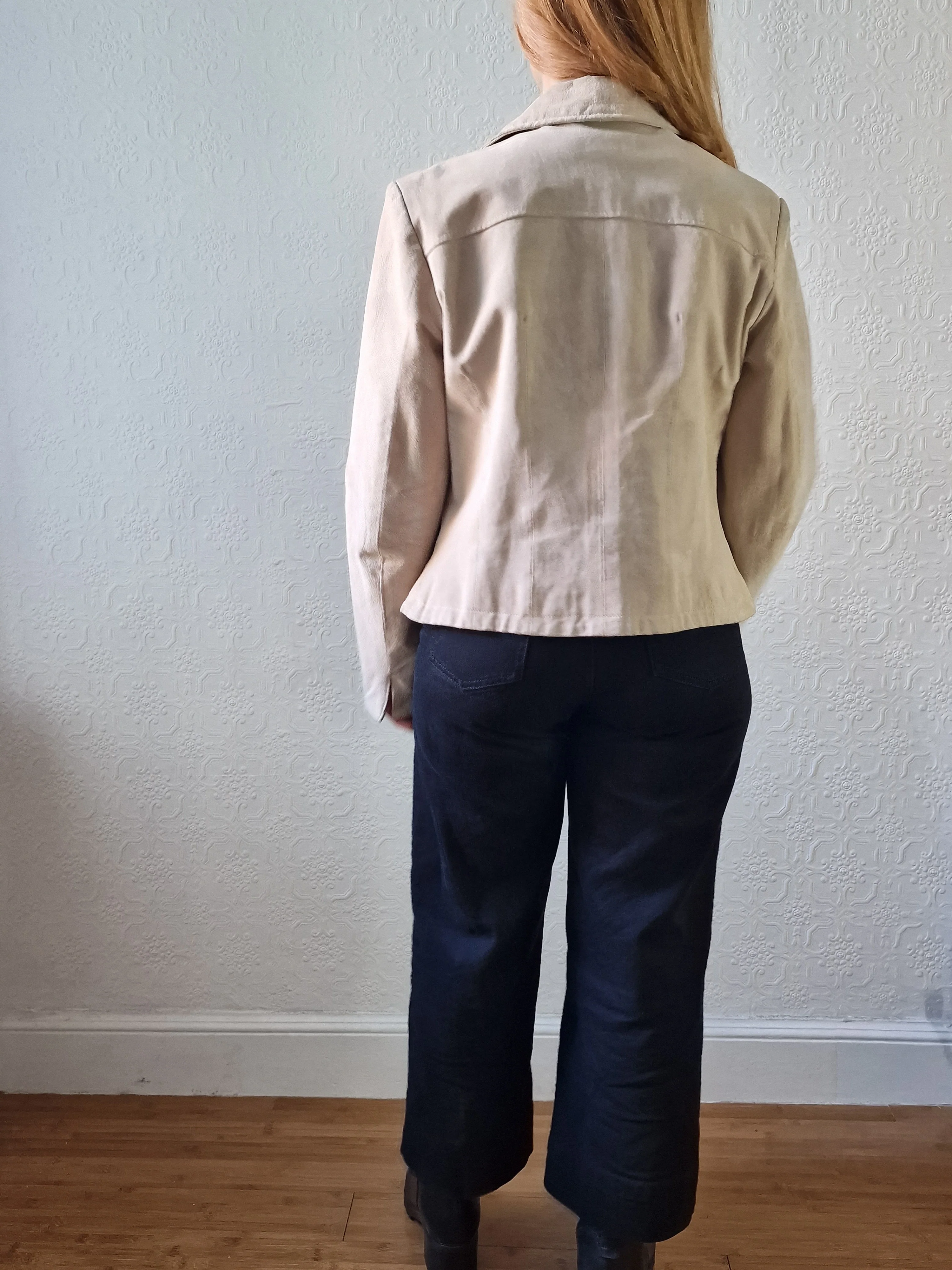 Vintage 90s Light Beige Genuine Suede Leather Jacket - XS/S - Image 6