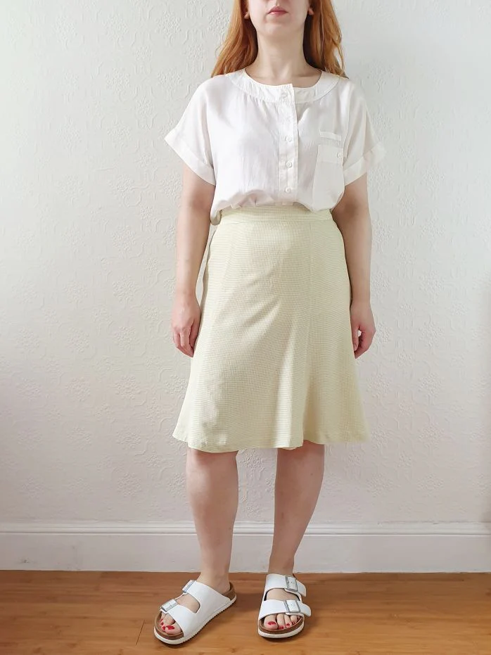 Vintage 90s Light Green Gingham A-line Skirt - M