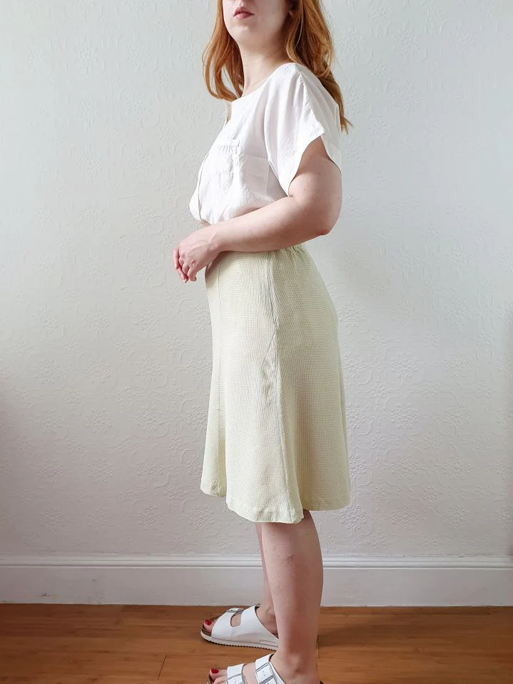 Vintage 90s Light Green Gingham A-line Skirt - M - Image 10