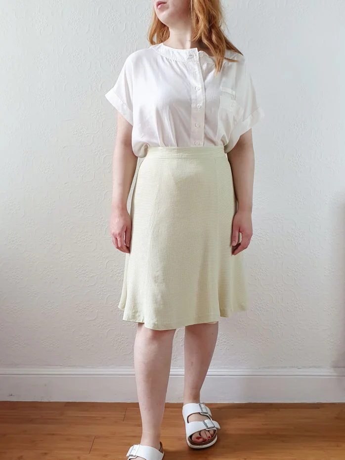Vintage 90s Light Green Gingham A-line Skirt - M - Image 3