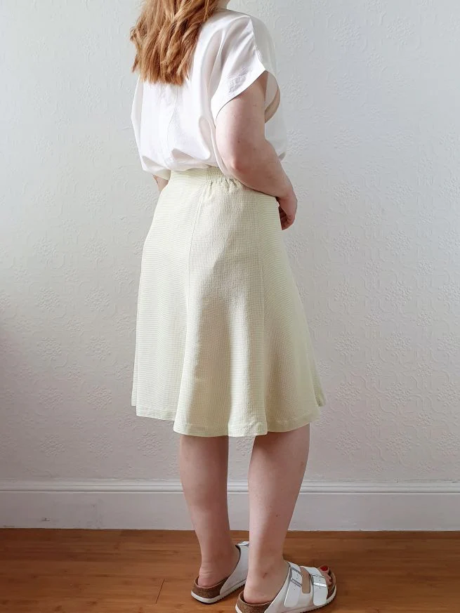 Vintage 90s Light Green Gingham A-line Skirt - M - Image 4