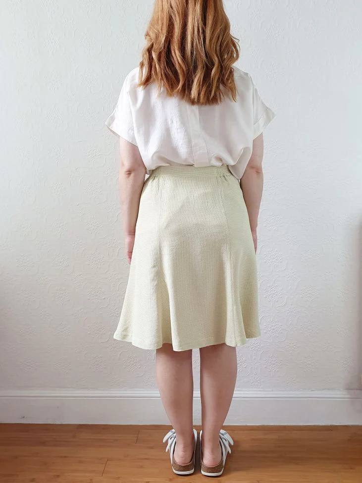 Vintage 90s Light Green Gingham A-line Skirt - M - Image 5