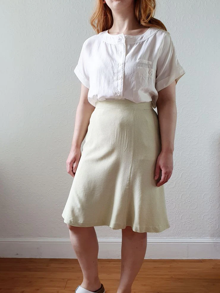 Vintage 90s Light Green Gingham A-line Skirt - M - Image 8