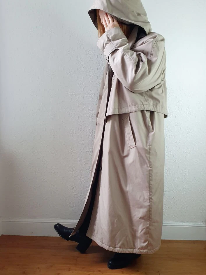 Vintage 90s Long Puffer Beige Jacket with Detachable Hood - M/L - Image 11