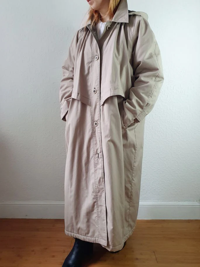 Vintage 90s Long Puffer Beige Jacket with Detachable Hood - M/L - Image 15