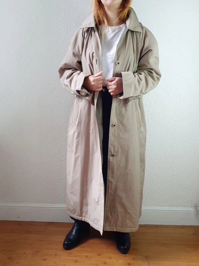 Vintage 90s Long Puffer Beige Jacket with Detachable Hood - M/L - Image 8