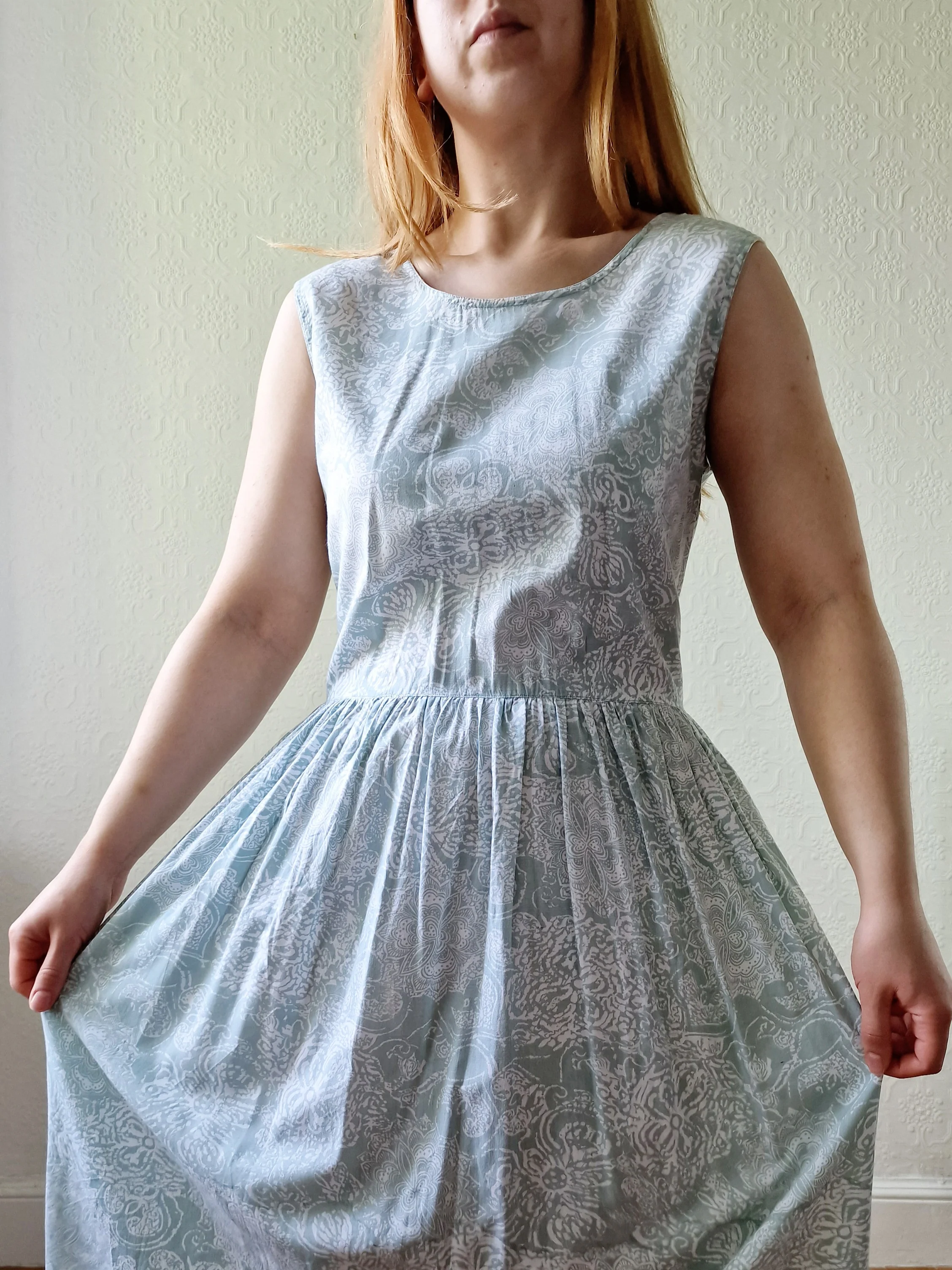 Vintage 90s Mint Sleeveless Patterned Dress - M - Image 11