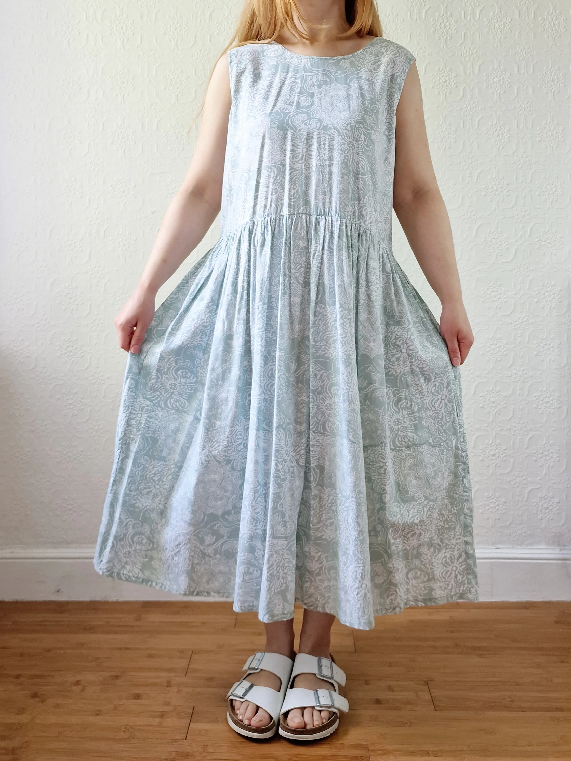 Vintage 90s Mint Sleeveless Patterned Dress - M - Image 15