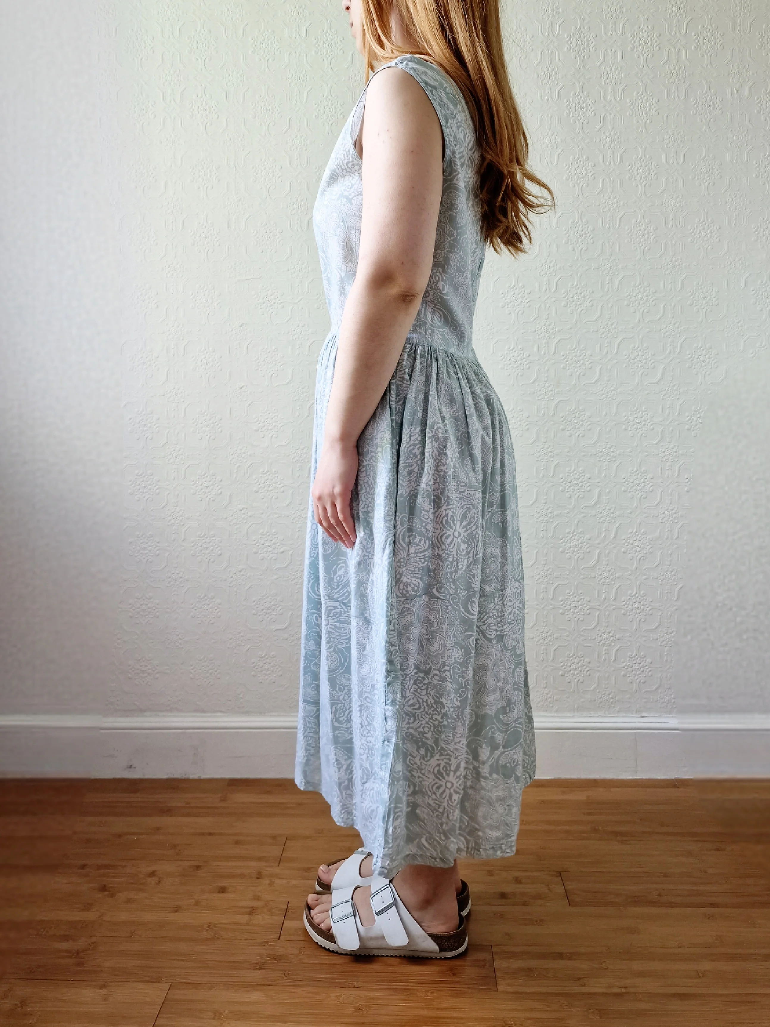 Vintage 90s Mint Sleeveless Patterned Dress - M - Image 6