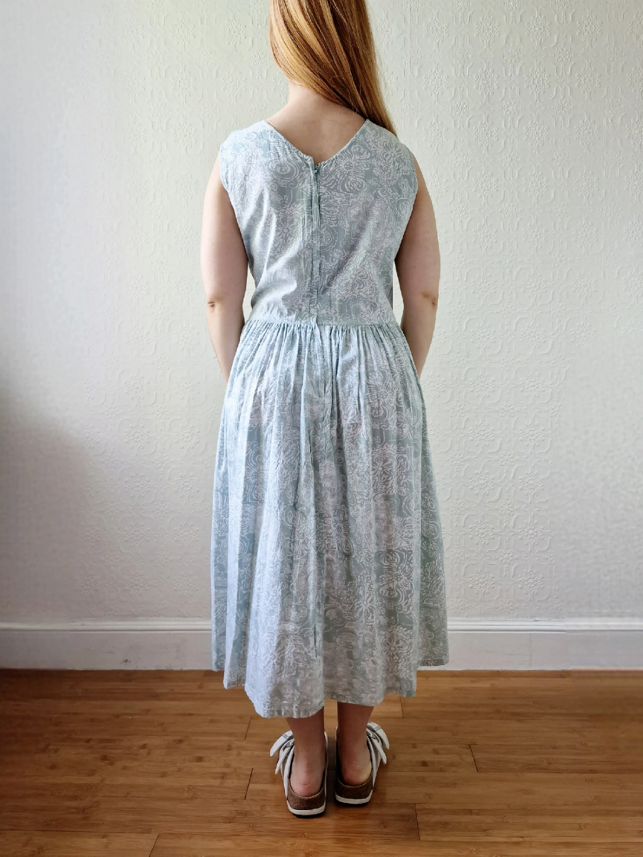 Vintage 90s Mint Sleeveless Patterned Dress - M - Image 7