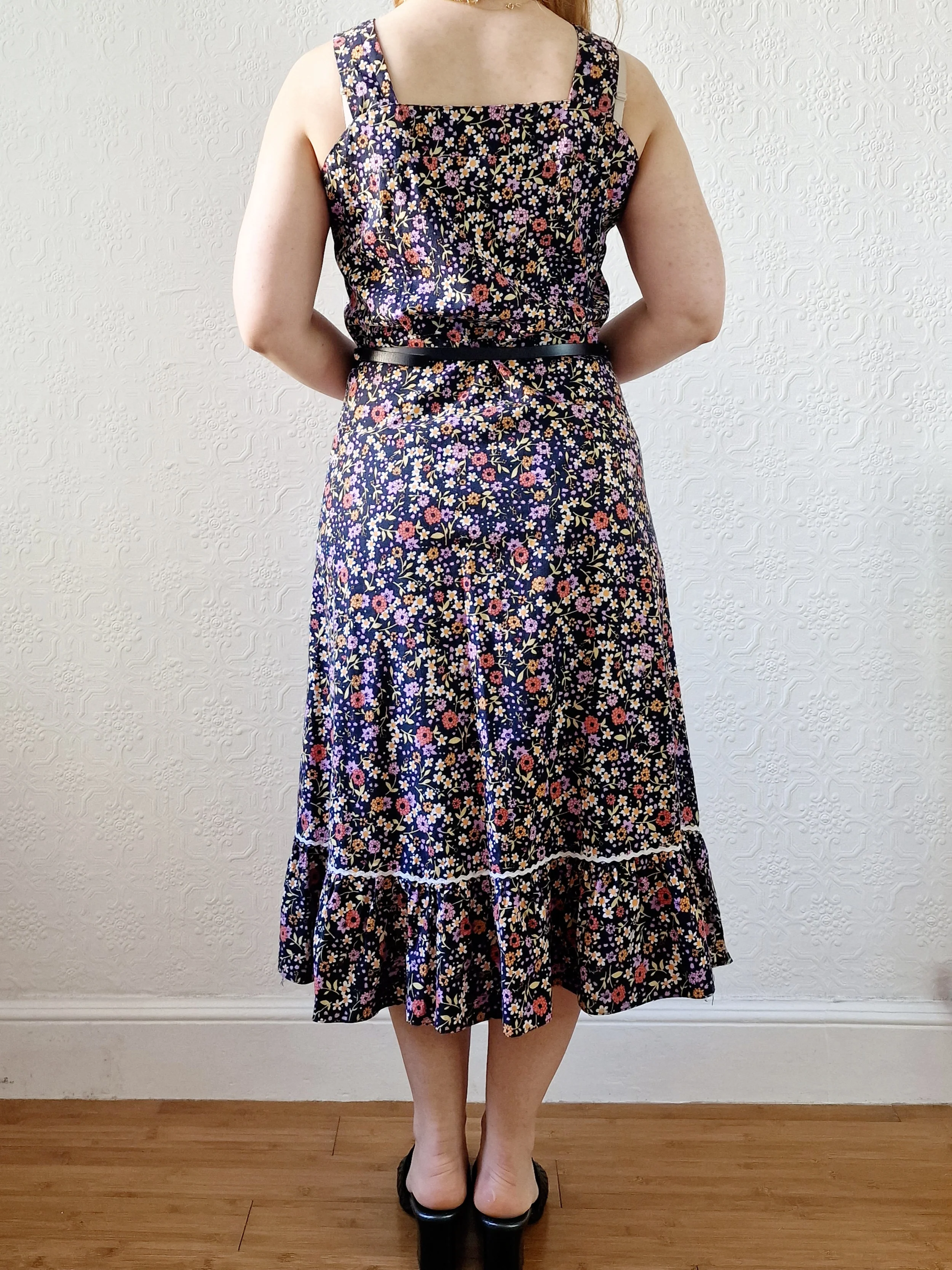 Vintage 90s Multicolour Floral Sleeveless Midi Dress - S/M - Image 4
