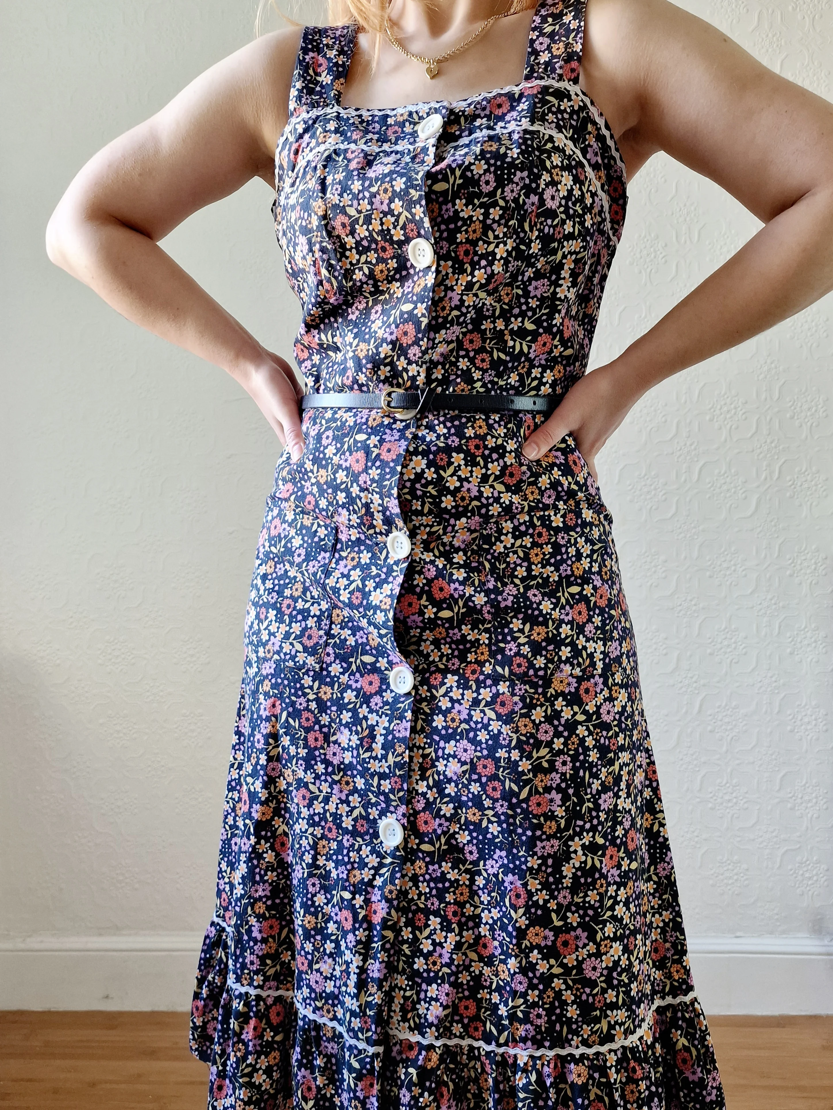 Vintage 90s Multicolour Floral Sleeveless Midi Dress - S/M - Image 5
