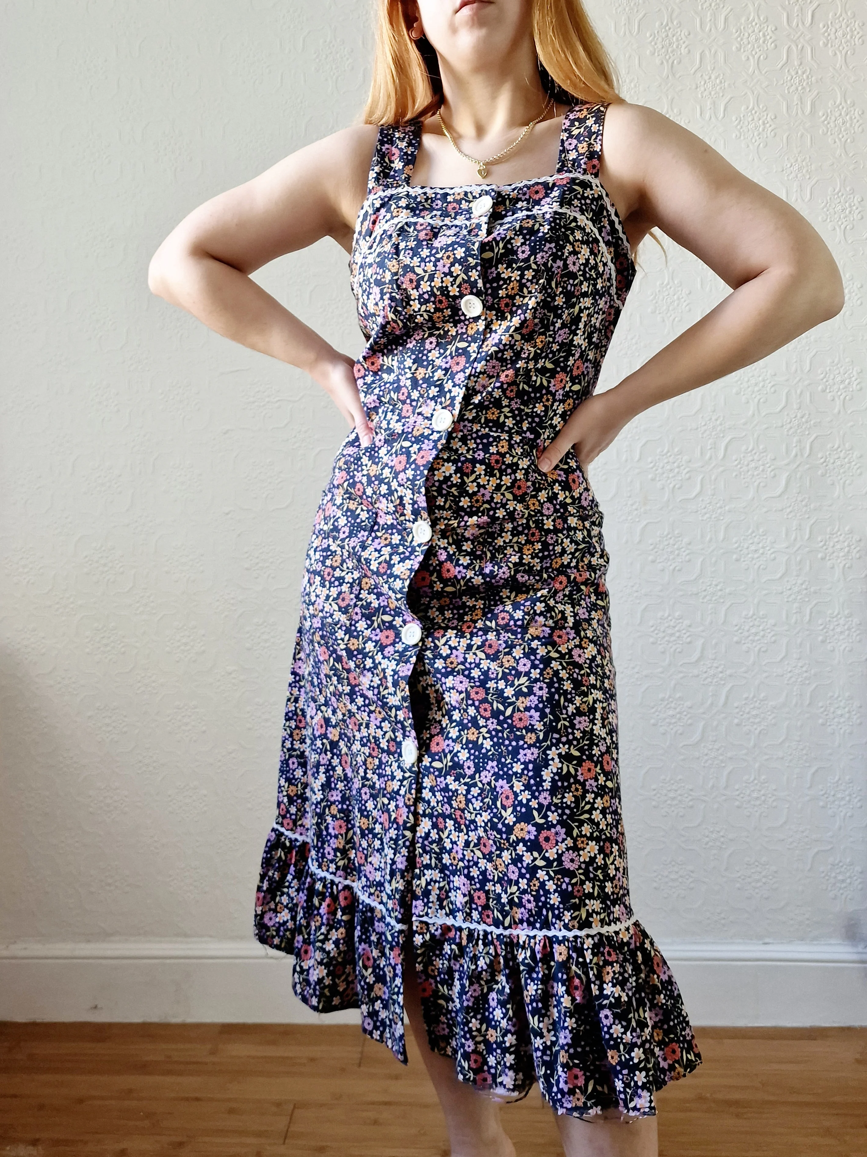Vintage 90s Multicolour Floral Sleeveless Midi Dress - S/M - Image 6