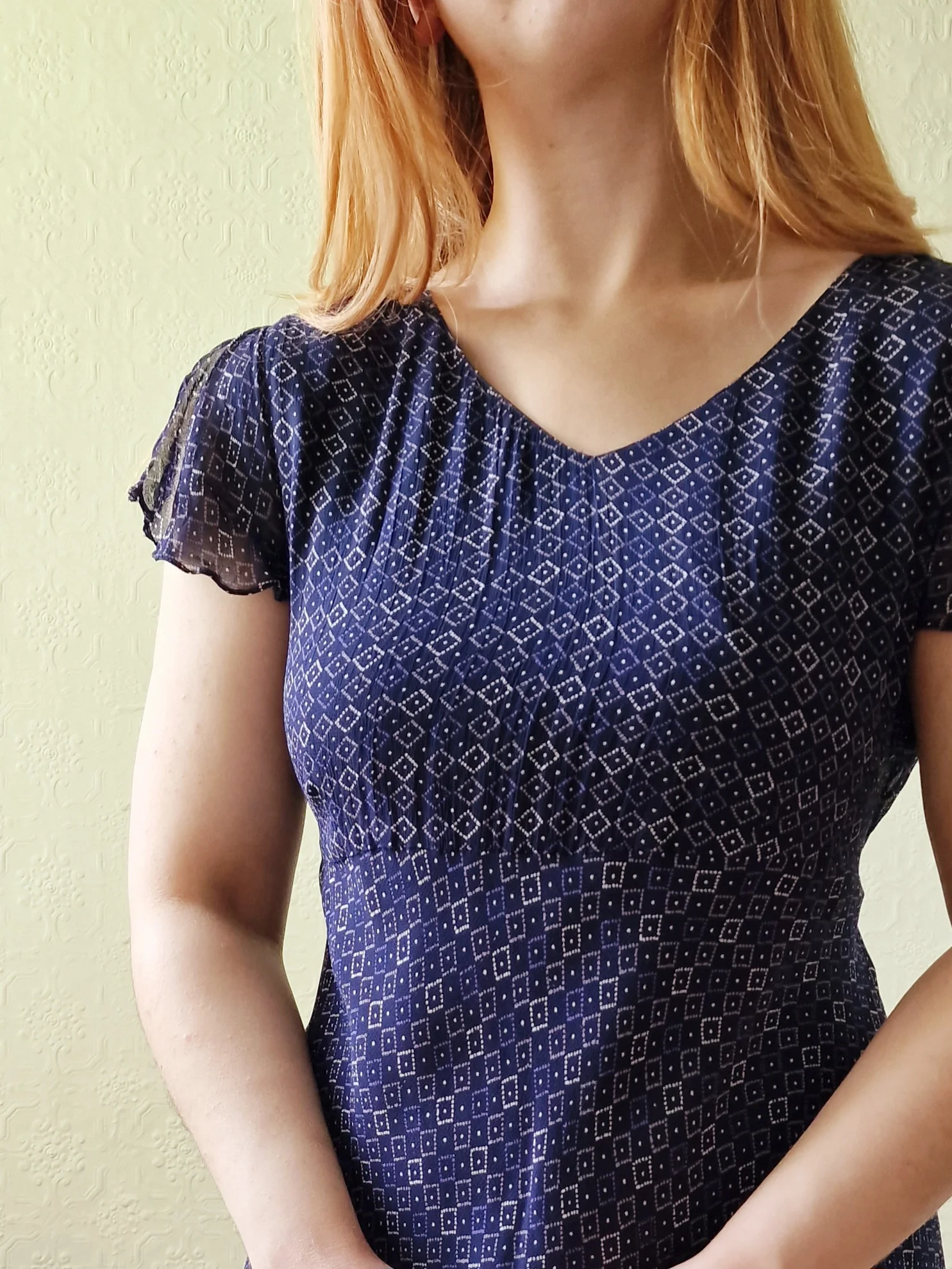 Vintage 90s Navy Blue Short Sleeve Maxi Dress - S/M - Image 2
