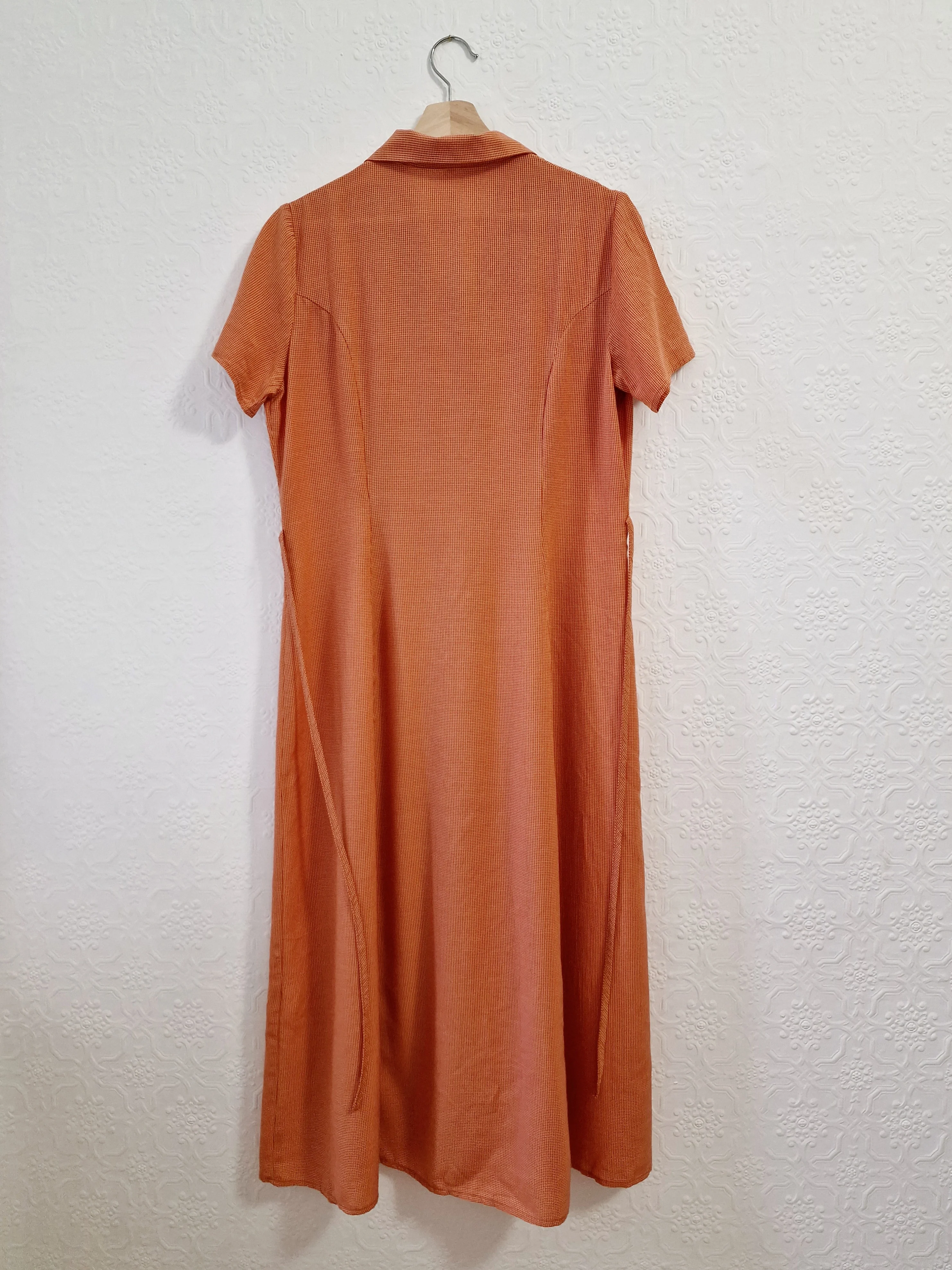 Vintage 90s Orange Gingham Short Sleeve Maxi Dress - S/M - Image 10