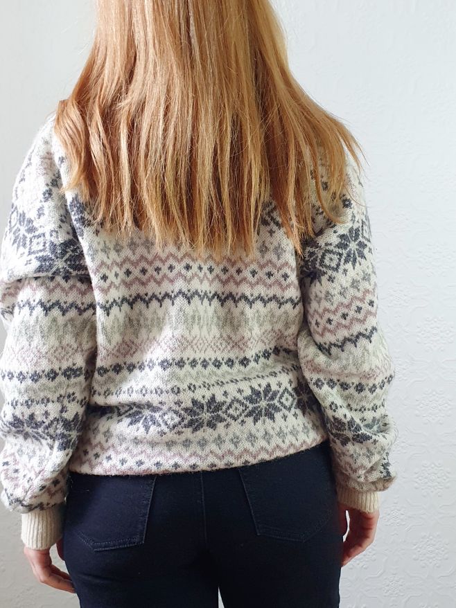 Vintage 90s Pure Shetland Wool Fairisle Crew Neck Jumper - M - Image 4