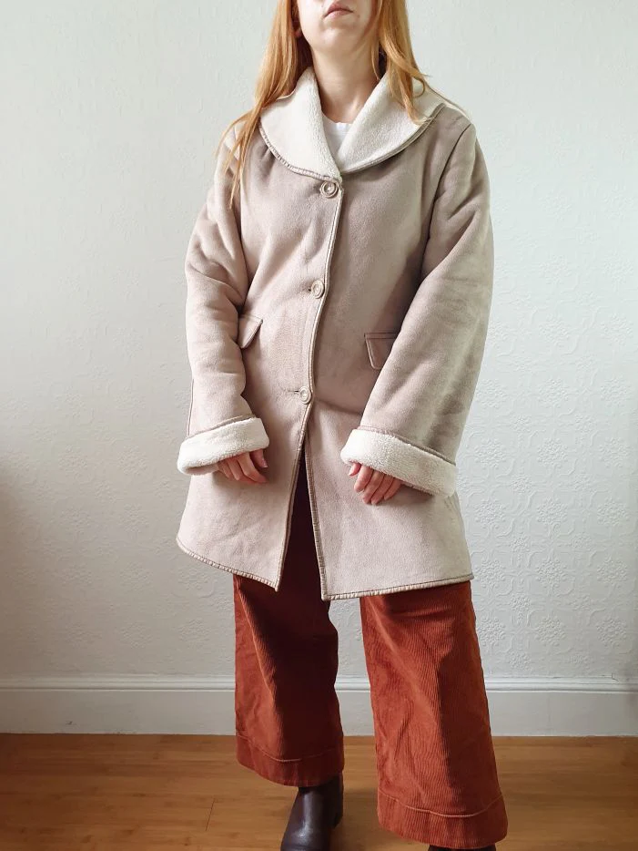 Vintage 90s Taupe Faux Sheepskin Jacket - XS - Image 10