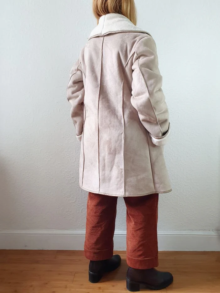 Vintage 90s Taupe Faux Sheepskin Jacket - XS - Image 6